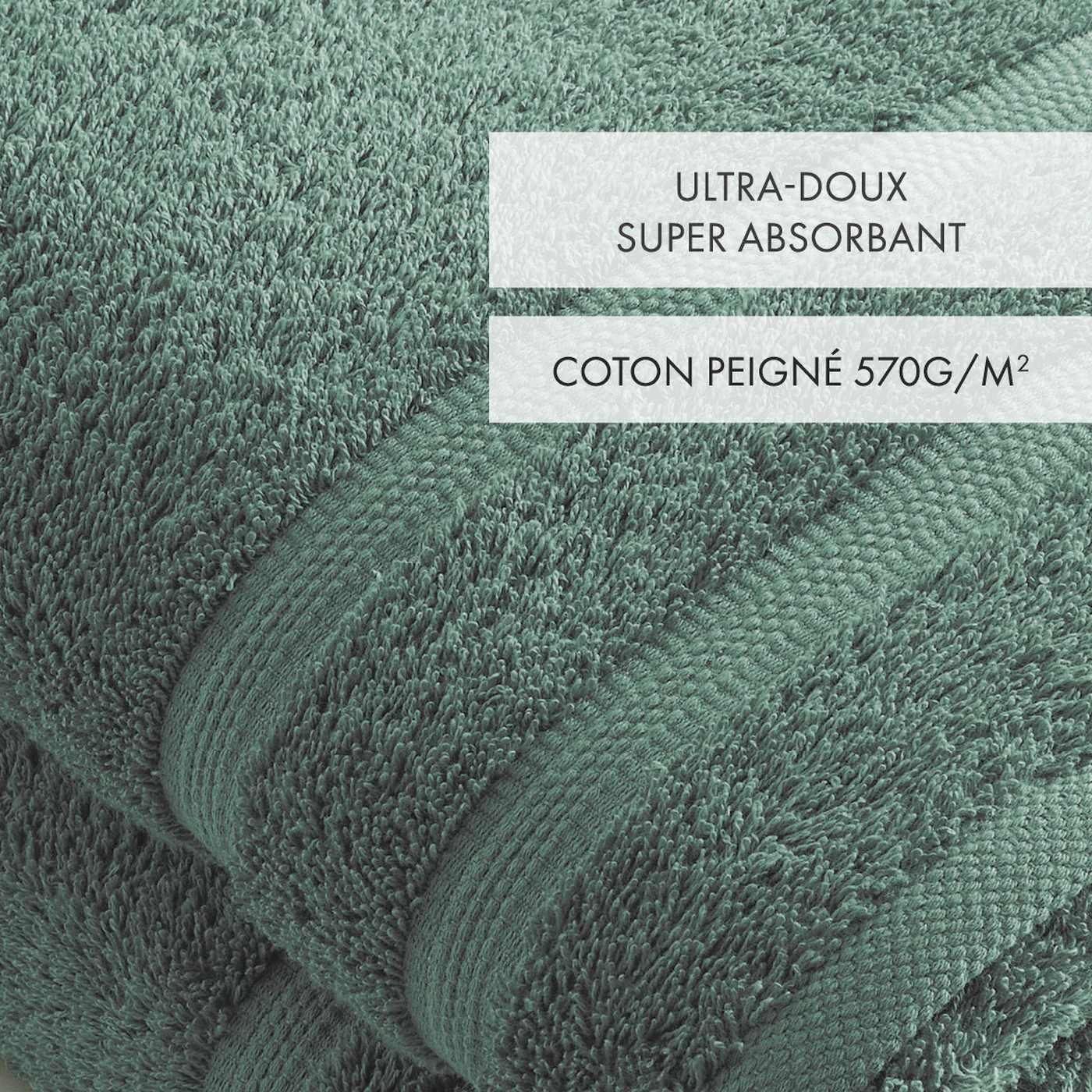 Set De 2 Draps De Bain - Vert Bouteille - Vague - Image 3