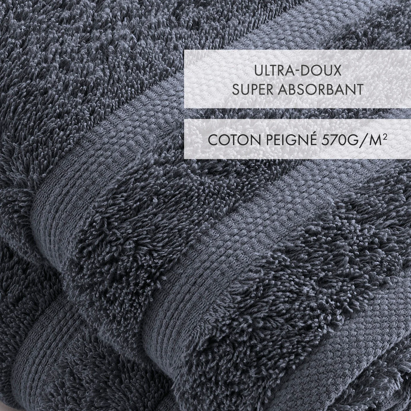 Set De 2 Serviettes - Bleu Gris - Vague - Image 2