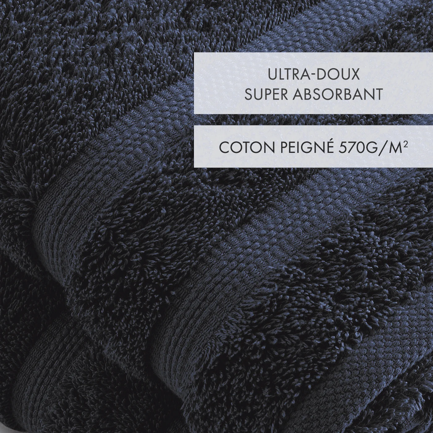 Set De 2 Serviettes - Bleu Marine - Vague - Image 3