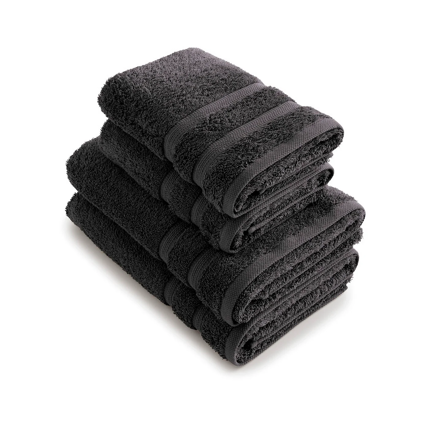 Set De 2 Serviettes Et 2 Draps De Bain - Gris Foncé - Vague - Image 2