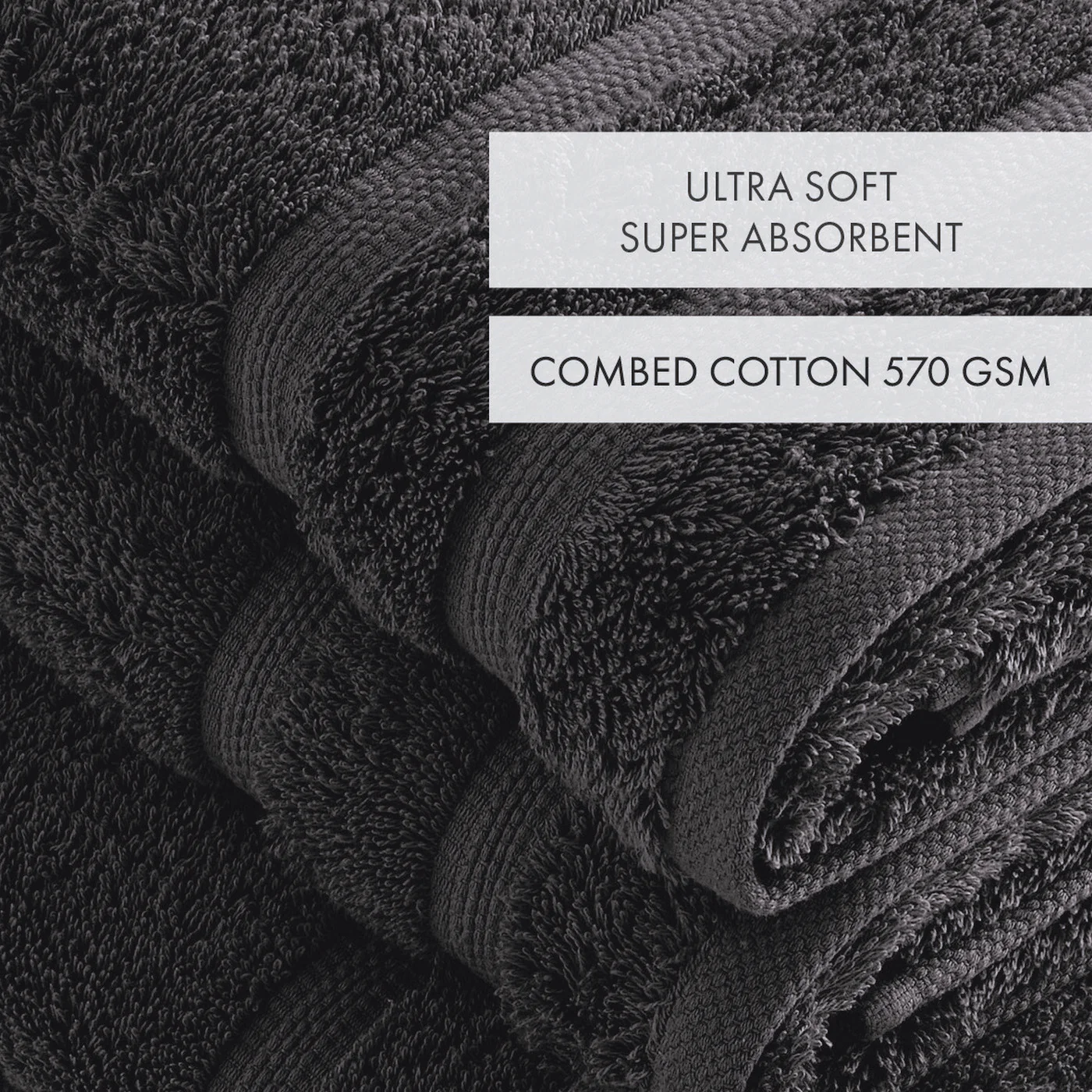 Set De 2 Serviettes Et 2 Draps De Bain - Gris Foncé - Vague - Image 4