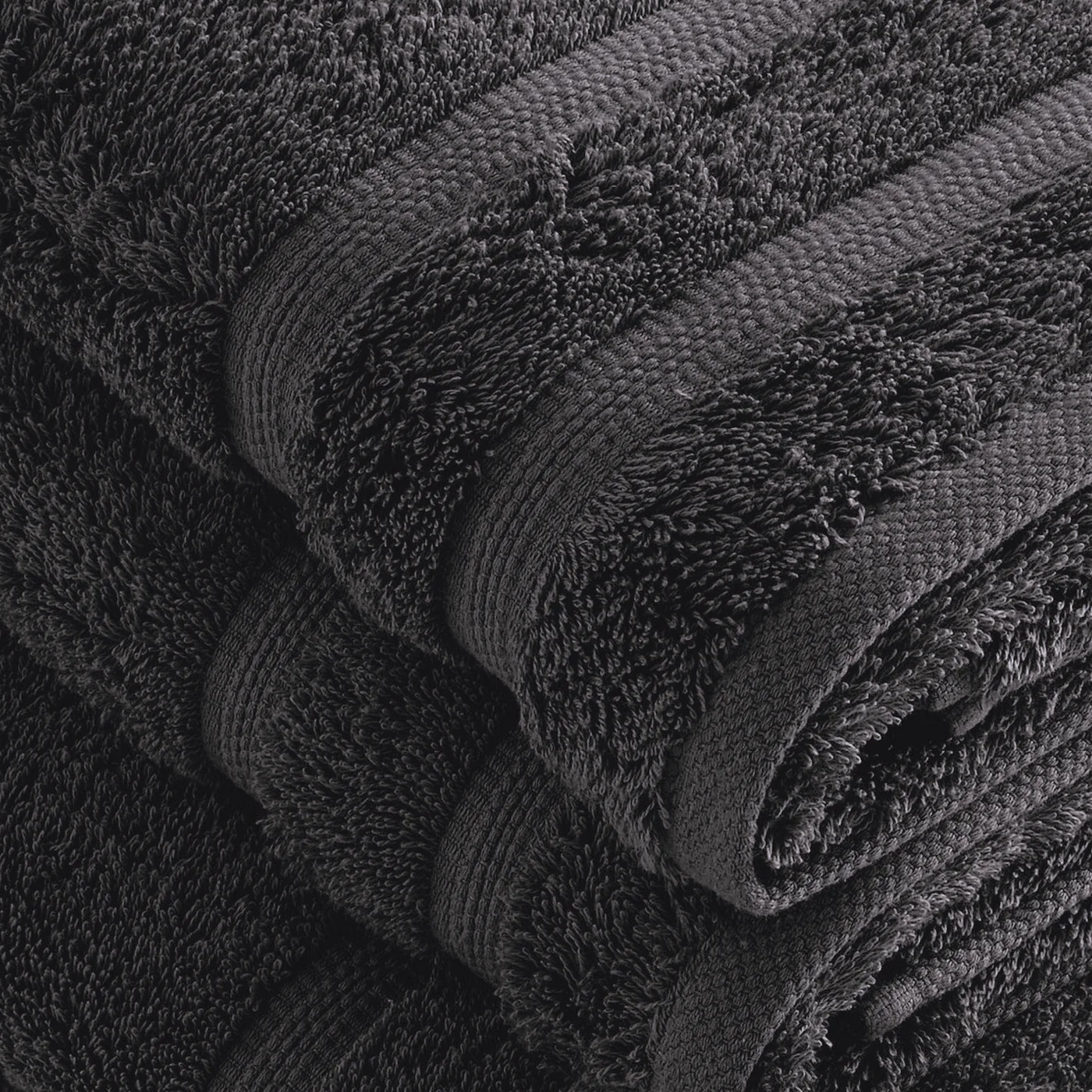 Set De 2 Serviettes Et 2 Draps De Bain - Gris Foncé - Vague - Image 5