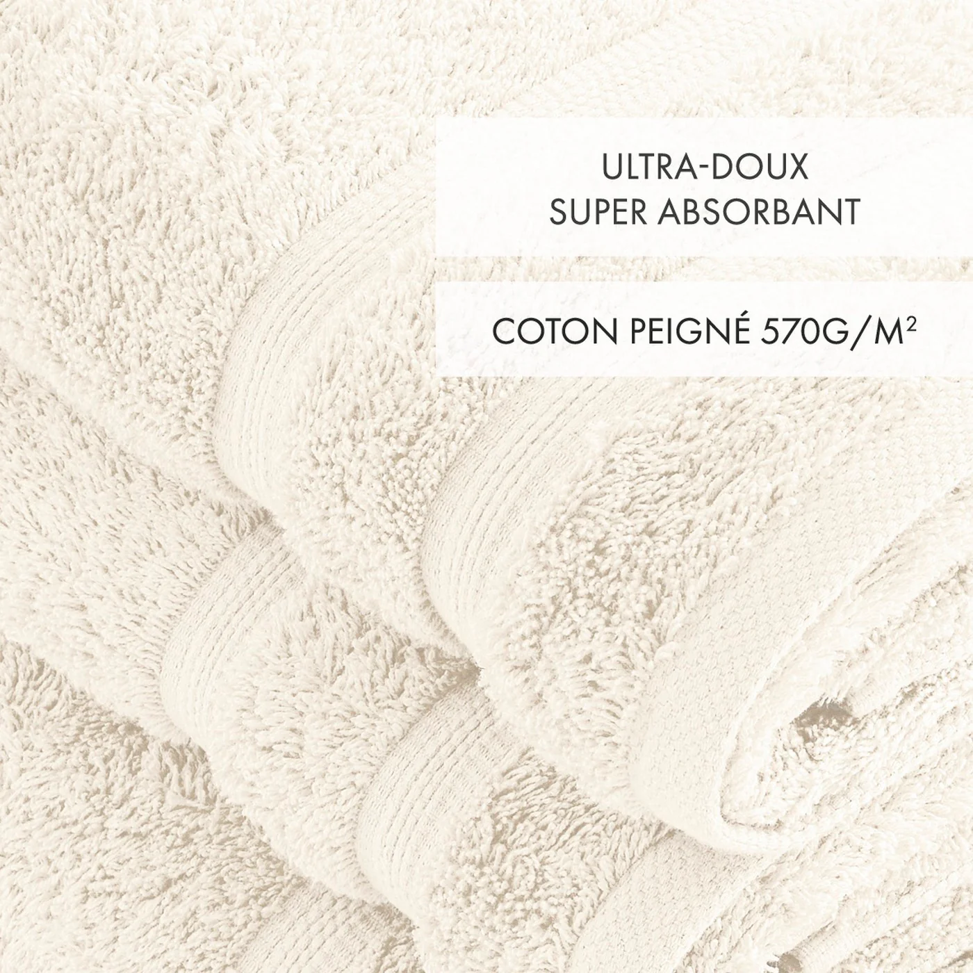 Set De 2 Serviettes Et 2 Draps De Bain - Ivoire - Vague - Image 2