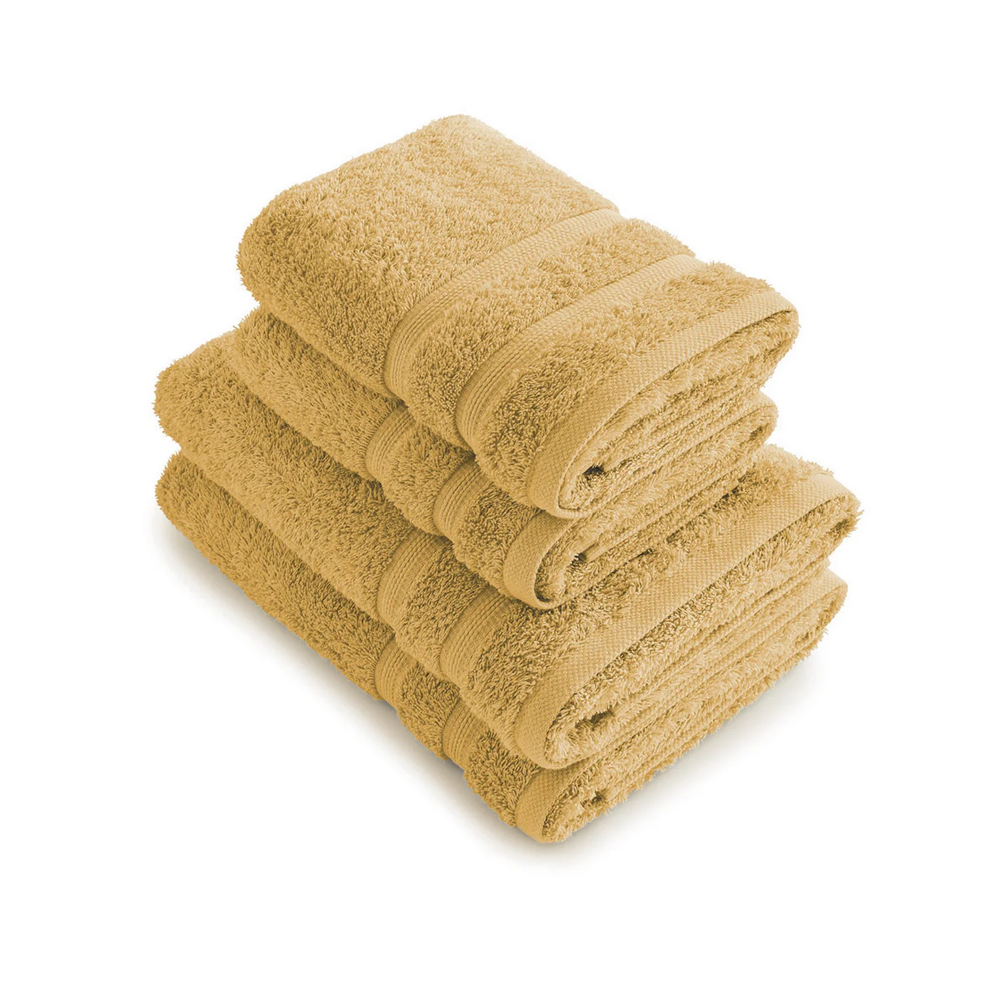Set De 2 Serviettes Et 2 Draps De Bain - Jaune Moutarde - Vague - Image 2