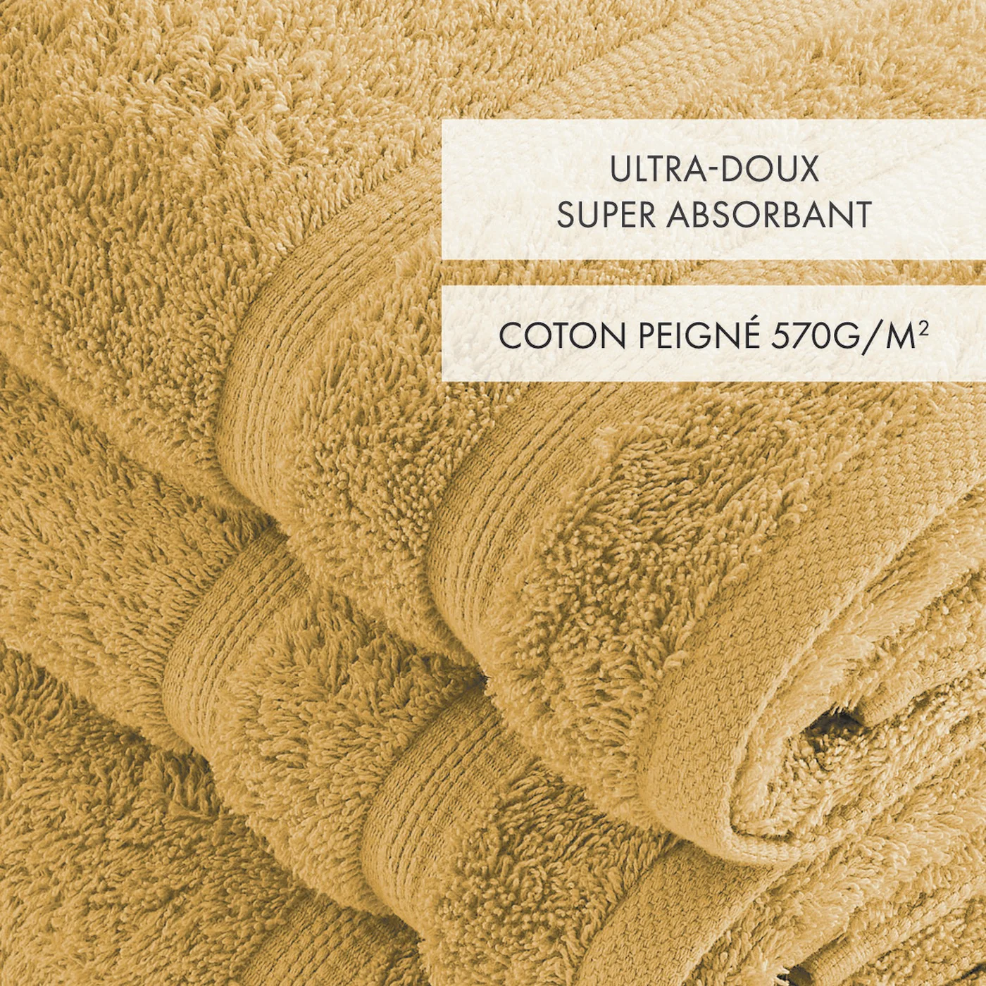 Set De 2 Serviettes Et 2 Draps De Bain - Jaune Moutarde - Vague - Image 3