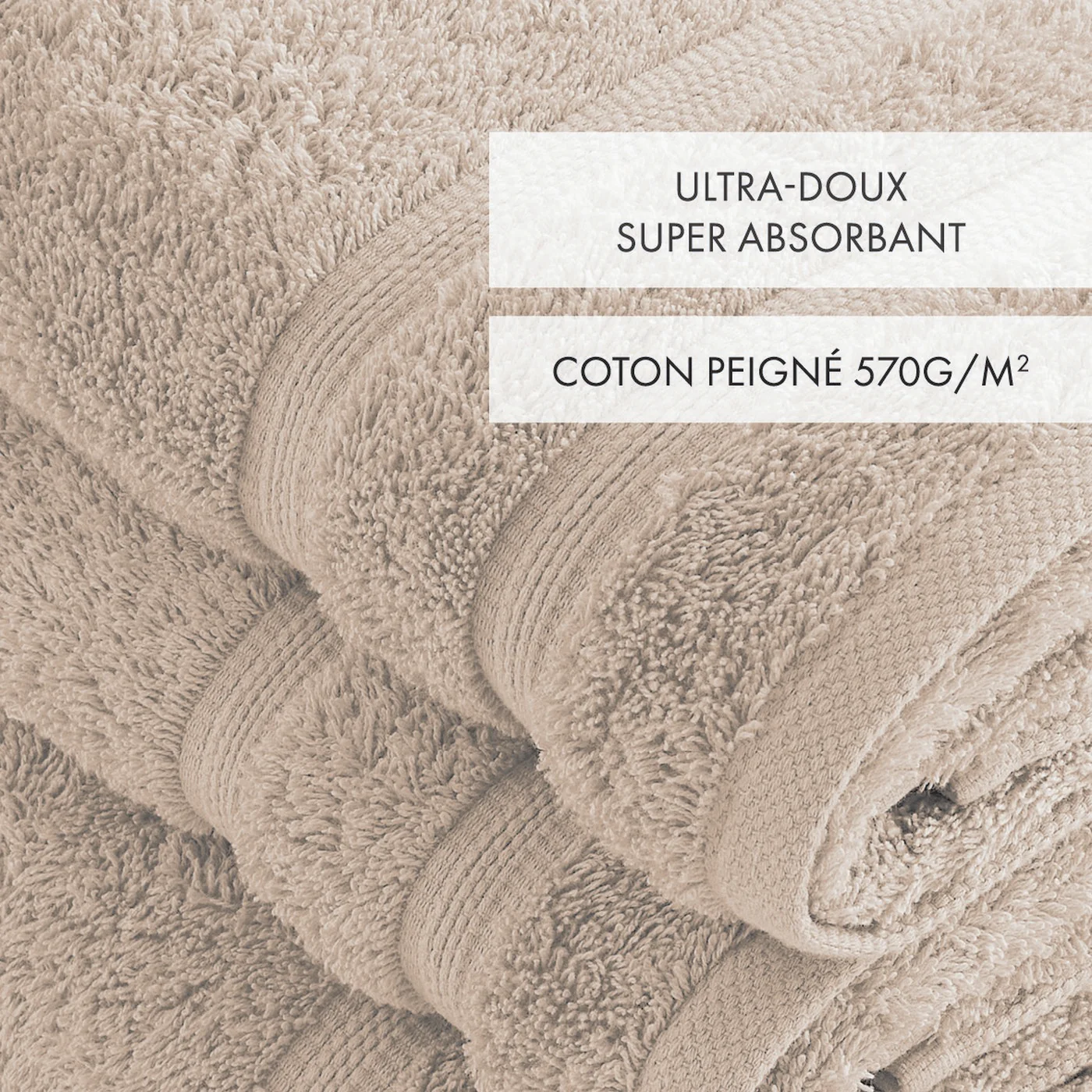 Set De 2 Serviettes Et 2 Draps De Bain - Taupe - Vague - Image 3
