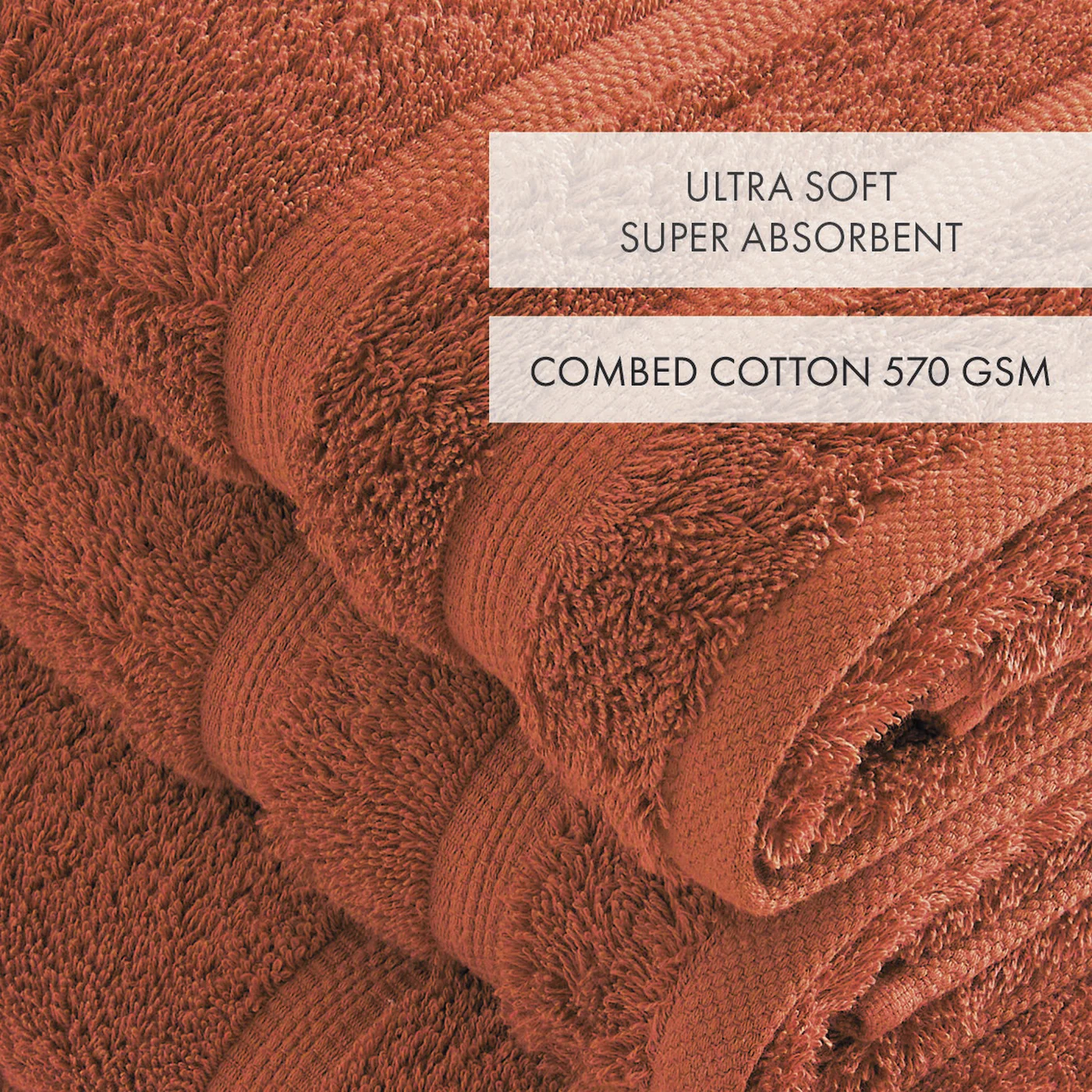 Set De 2 Serviettes Et 2 Draps De Bain - Terracotta - Vague - Image 4