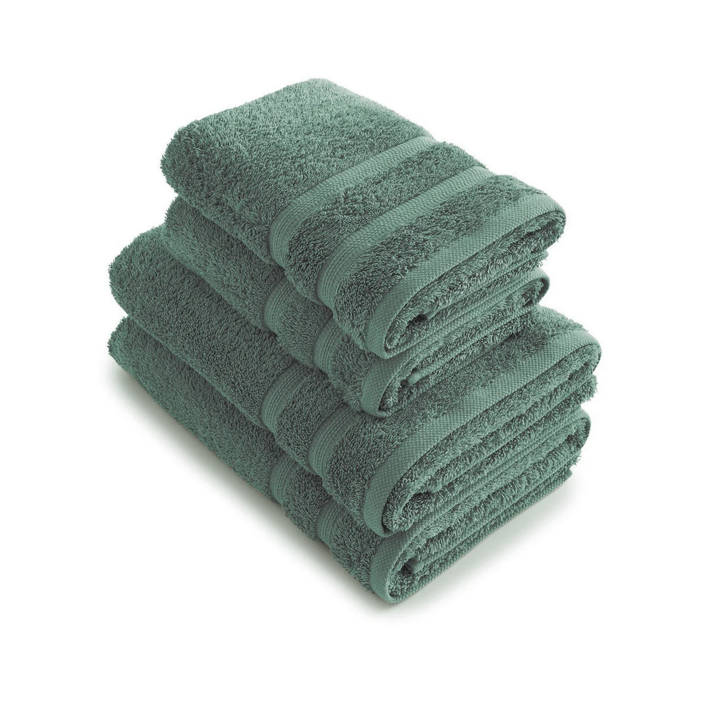 Set De 2 Serviettes Et 2 Draps De Bain - Vert Bouteille - Vague - Image 2