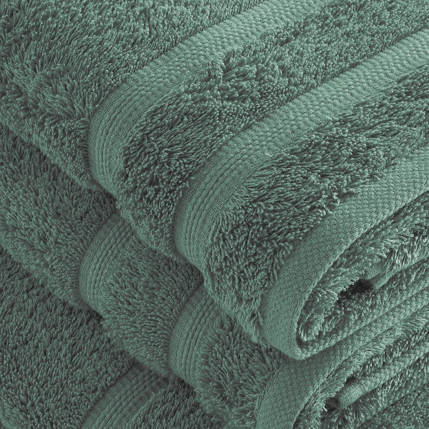 Set De 2 Serviettes Et 2 Draps De Bain - Vert Bouteille - Vague - Image 5