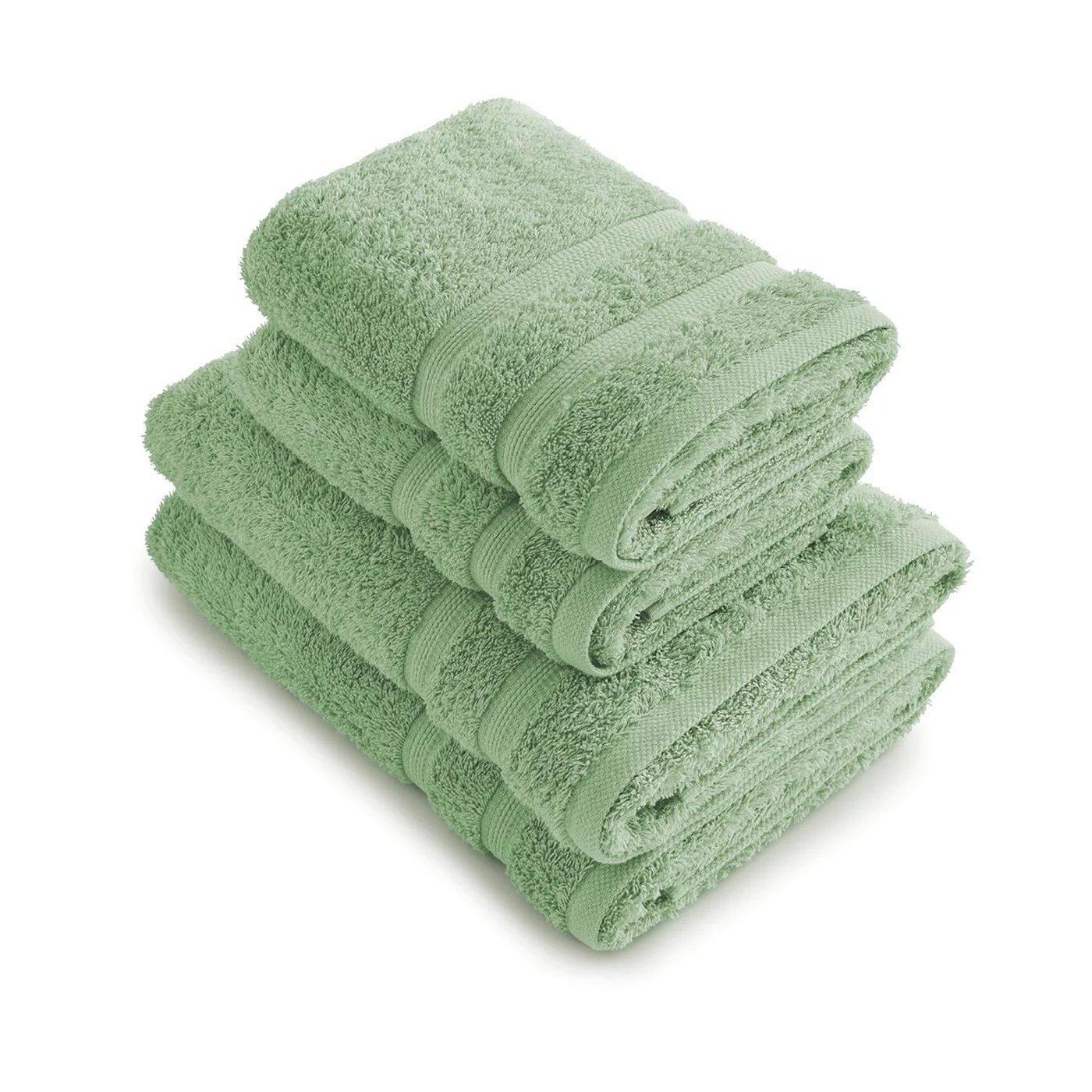 Set De 2 Serviettes Et 2 Draps De Bain - Vert Prairie - Vague - Image 2