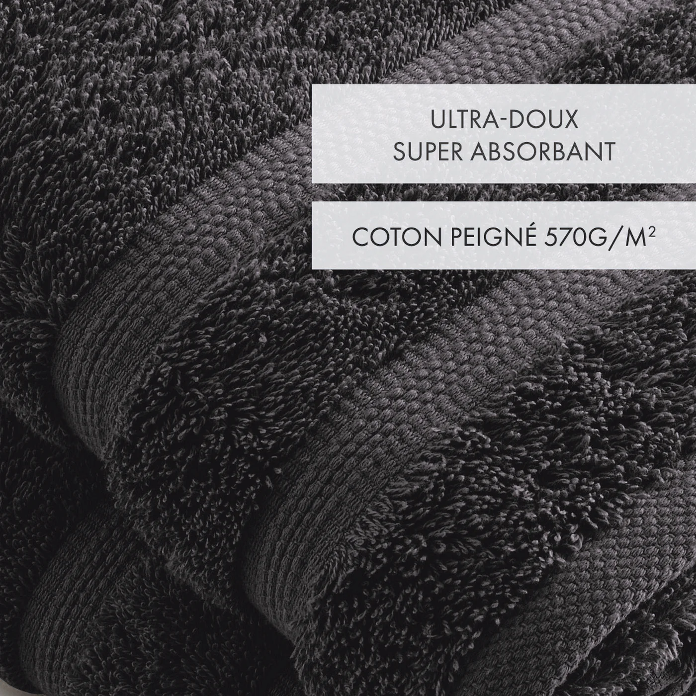 Set De 2 Serviettes - Gris Foncé - Vague - Image 3