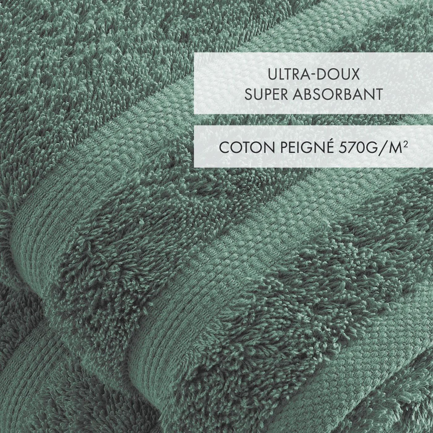 Set De 2 Serviettes - Vert Bouteille - Vague - Image 3