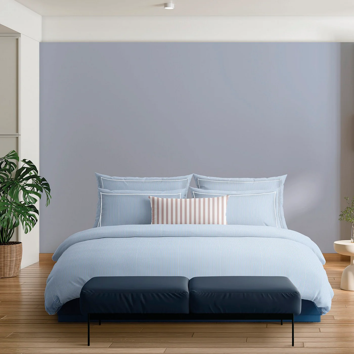 Set De 2 Taies D'Oreiller Coton Percale - Bleu Clair - Nantes - Image 3