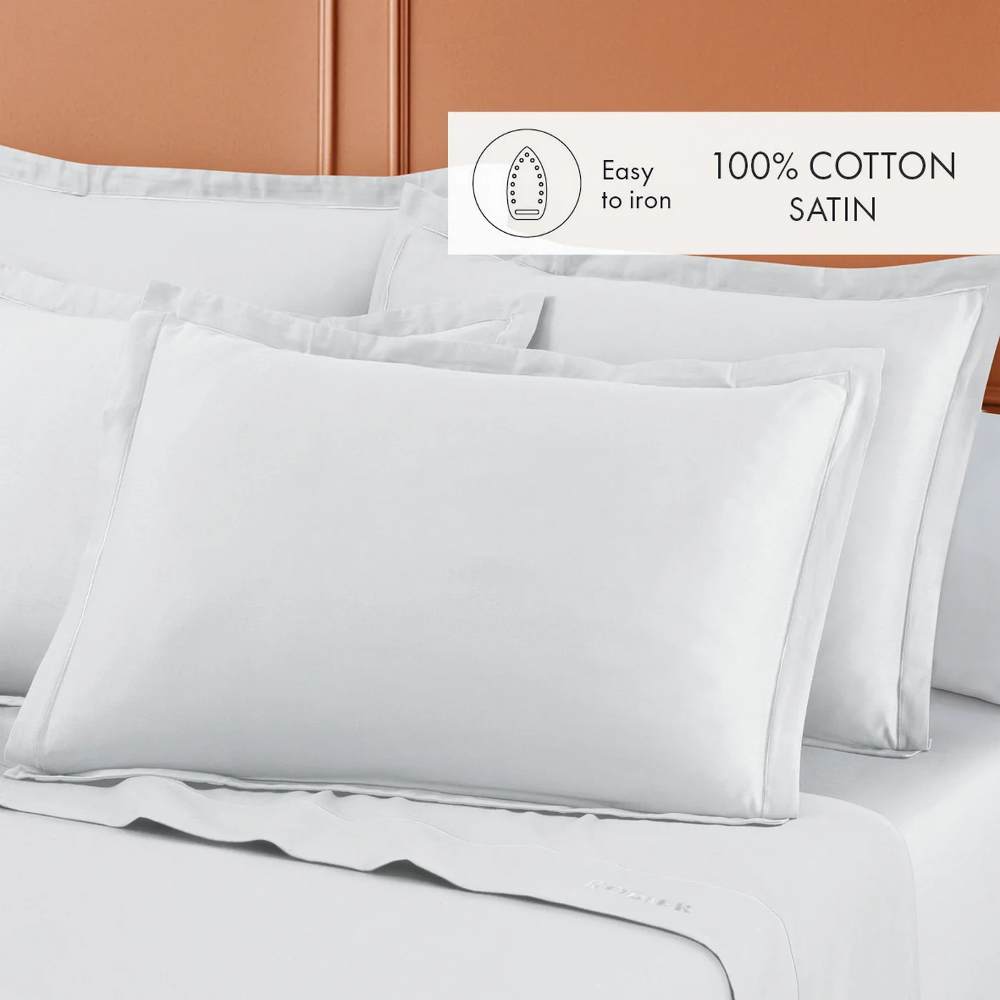 Set De 2 Taies D'Oreiller Satin De Coton - Blanc 01 - Uni - Image 3