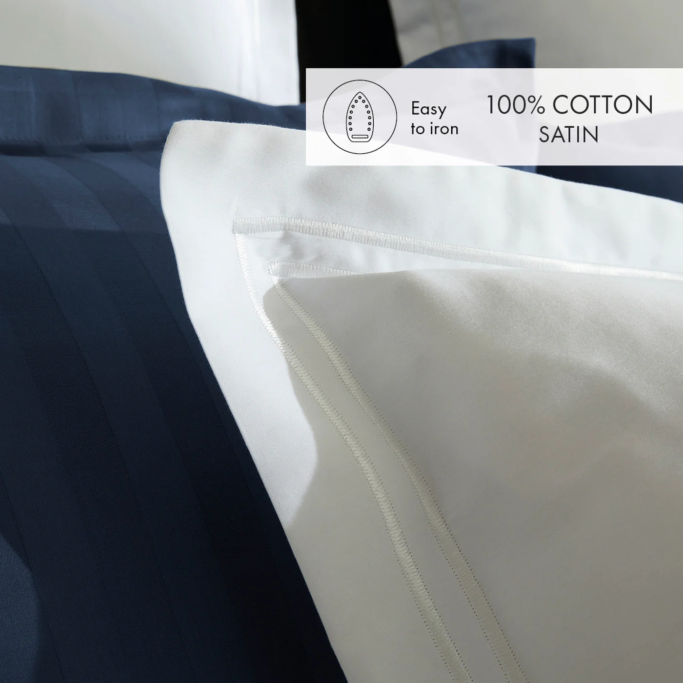 Set De 2 Taies D'Oreiller Satin De Coton - Blanc / Blanc - Nice - Image 5