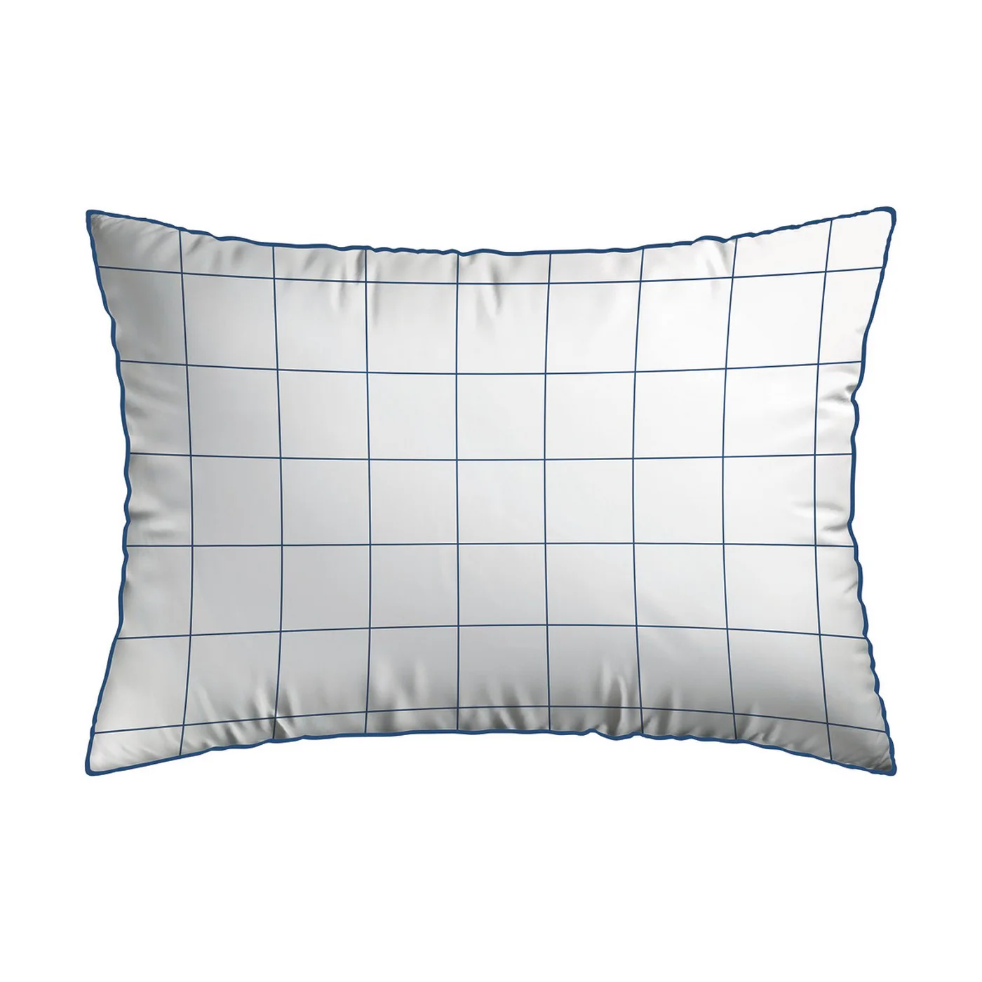 Set De 2 Taies D'Oreiller Satin De Coton - Blanc - Grands Carreaux - Image 5