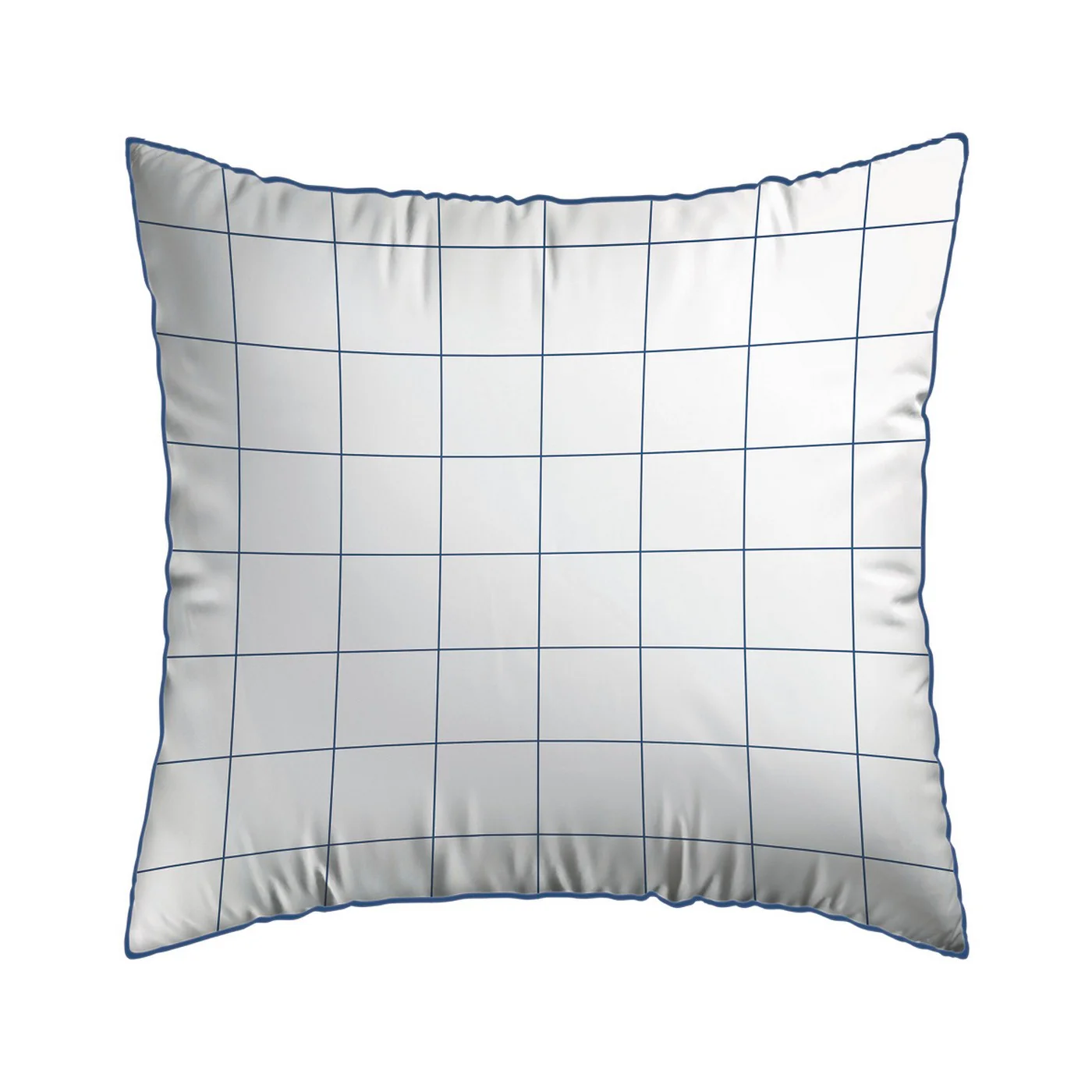 Set De 2 Taies D'Oreiller Satin De Coton - Blanc - Grands Carreaux - Image 6