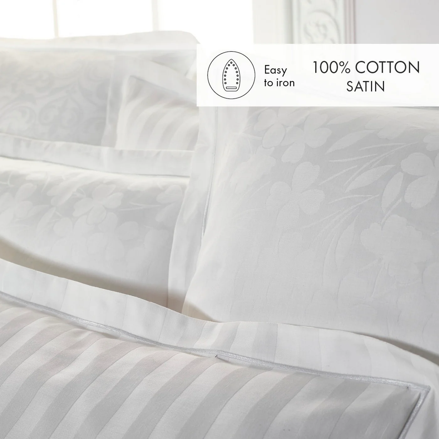 Set De 2 Taies D'Oreiller Satin De Coton - Blanc - Petit Chêne - Image 3
