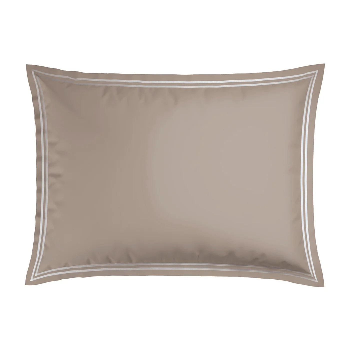 Set De 2 Taies D'Oreiller Satin De Coton - Blanc / Taupe - Nice - Image 6