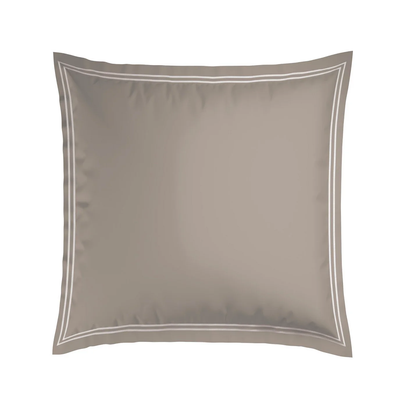 Set De 2 Taies D'Oreiller Satin De Coton - Blanc / Taupe - Nice - Image 8