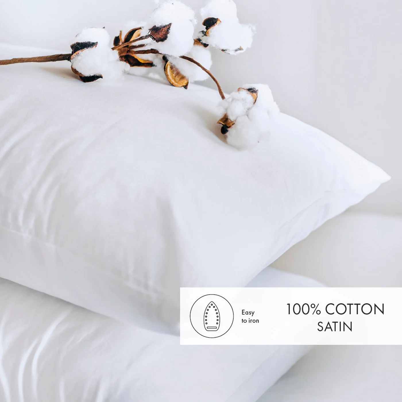 Set De 2 Taies D'Oreiller Satin De Coton - Blanc - Uni - Image 3