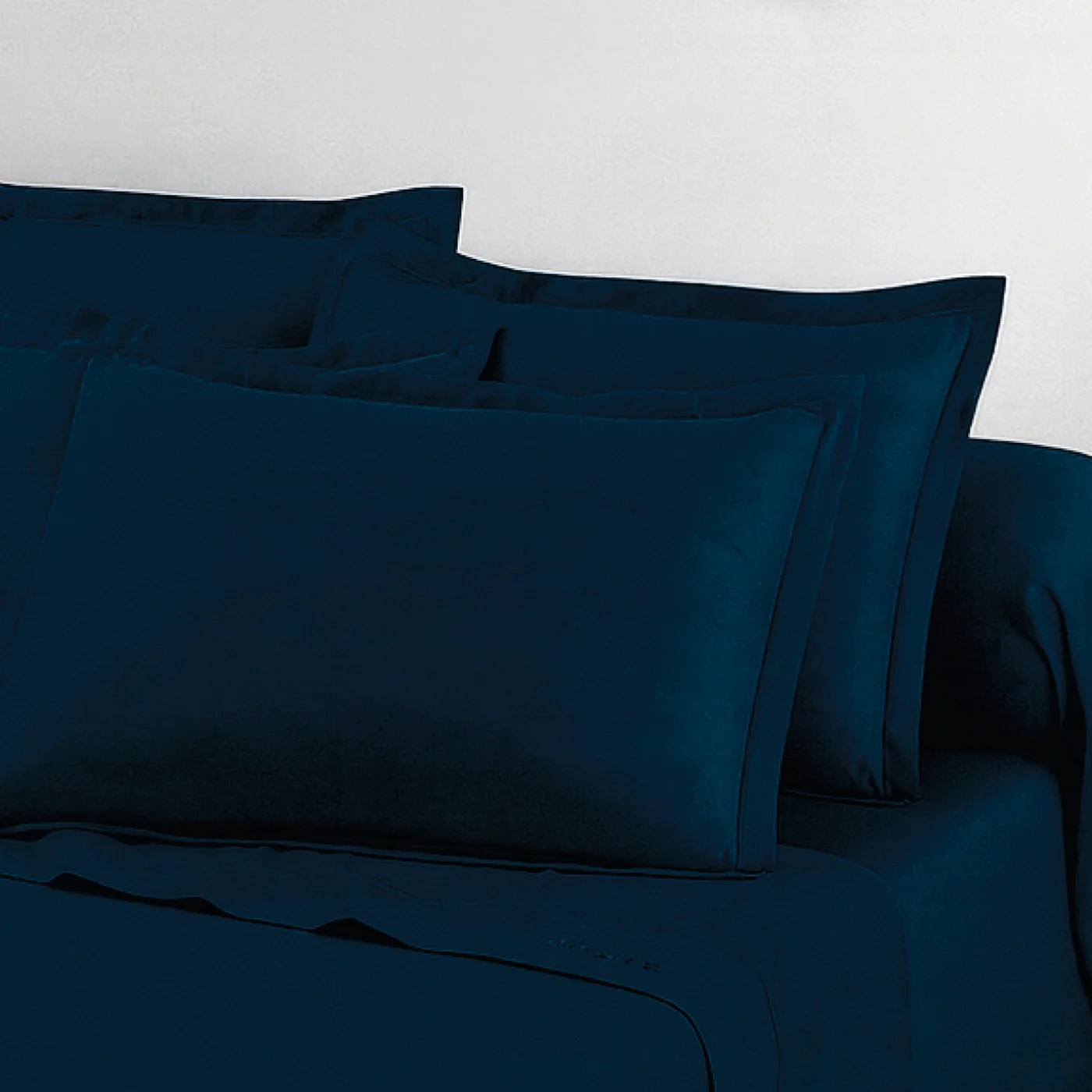 Set De 2 Taies D'Oreiller Satin De Coton - Bleu 11 - Uni - Image 4