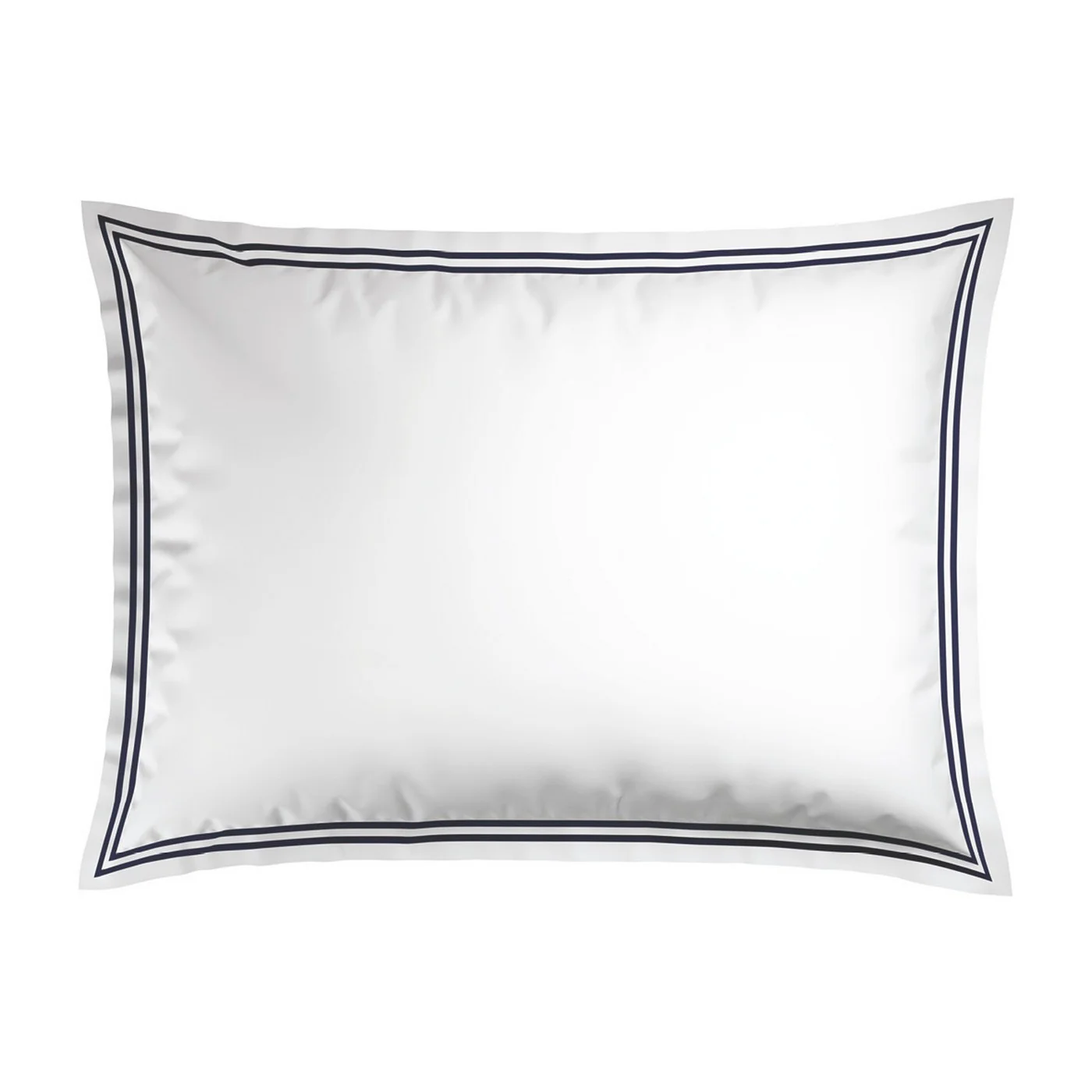 Set De 2 Taies D'Oreiller Satin De Coton - Bleu Foncé / Blanc - Nice - Image 5