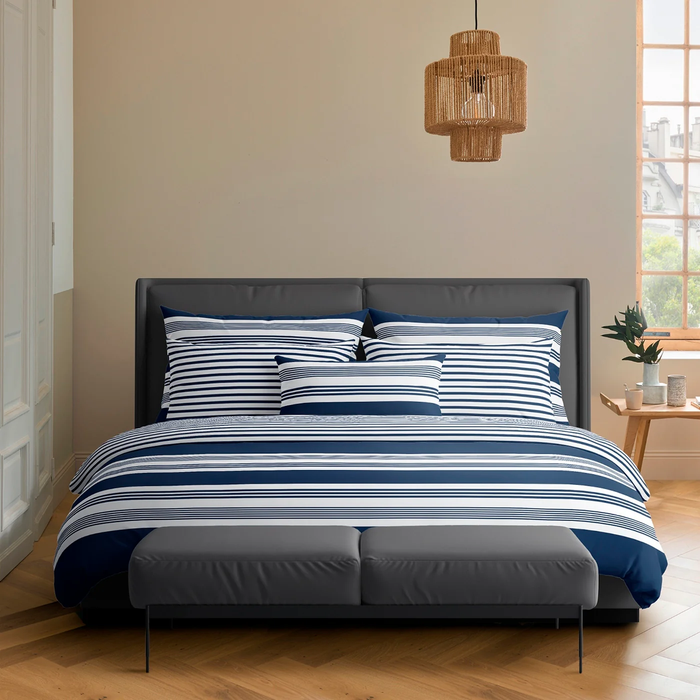 Set De 2 Taies D'Oreiller Satin De Coton - Bleu - Léna - Image 2