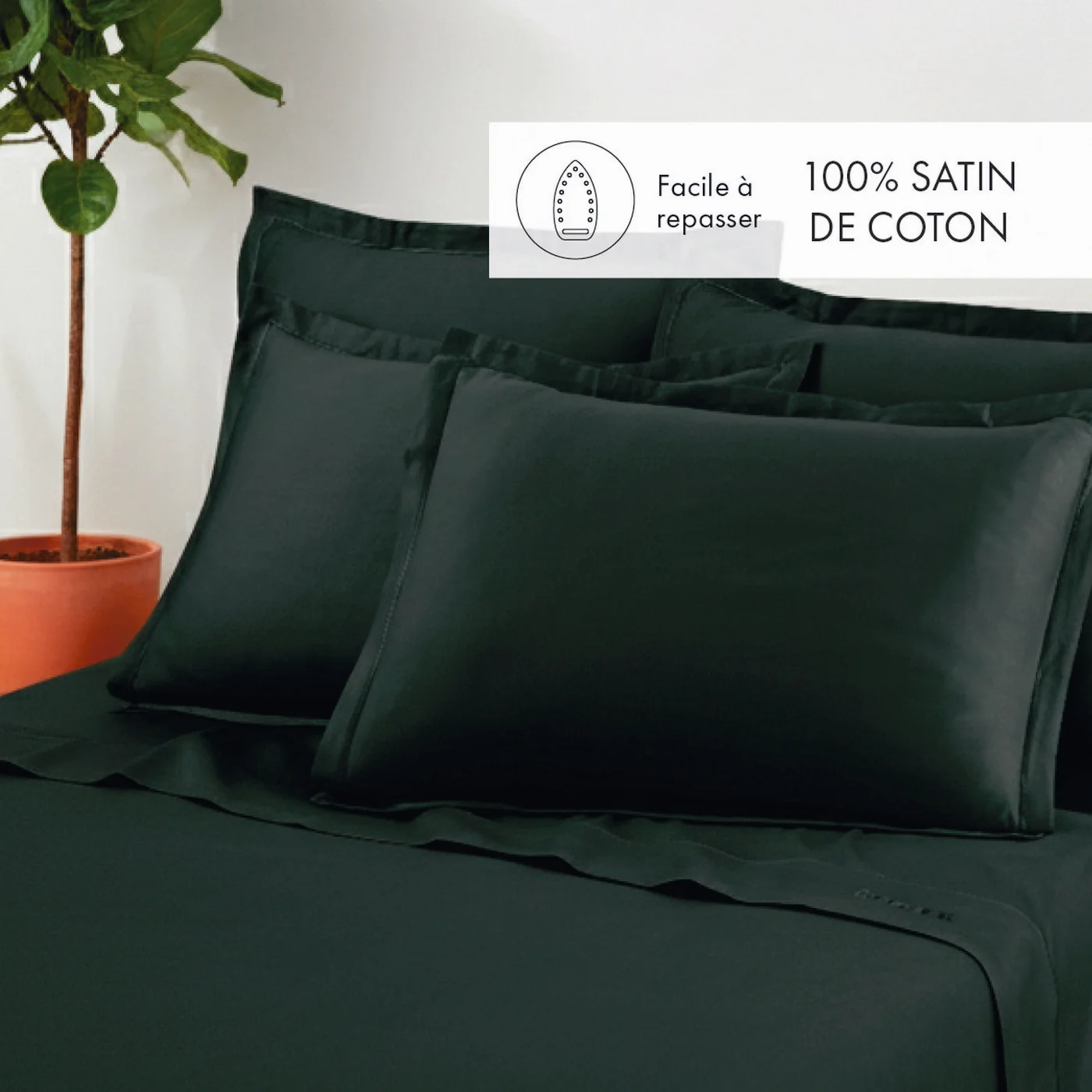 Set De 2 Taies D'Oreiller Satin De Coton - Gris 03 - Uni 1 Baratta - Image 2