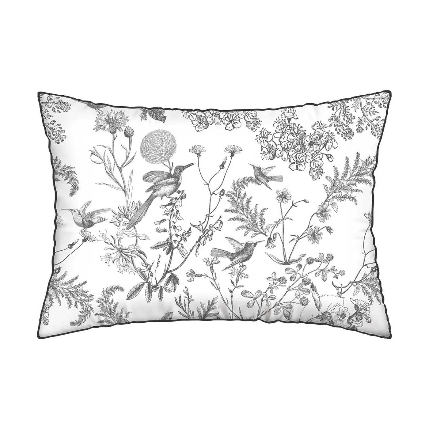 Set De 2 Taies D'Oreiller Satin De Coton - Noir Gris - Colibri Botanique - Image 5