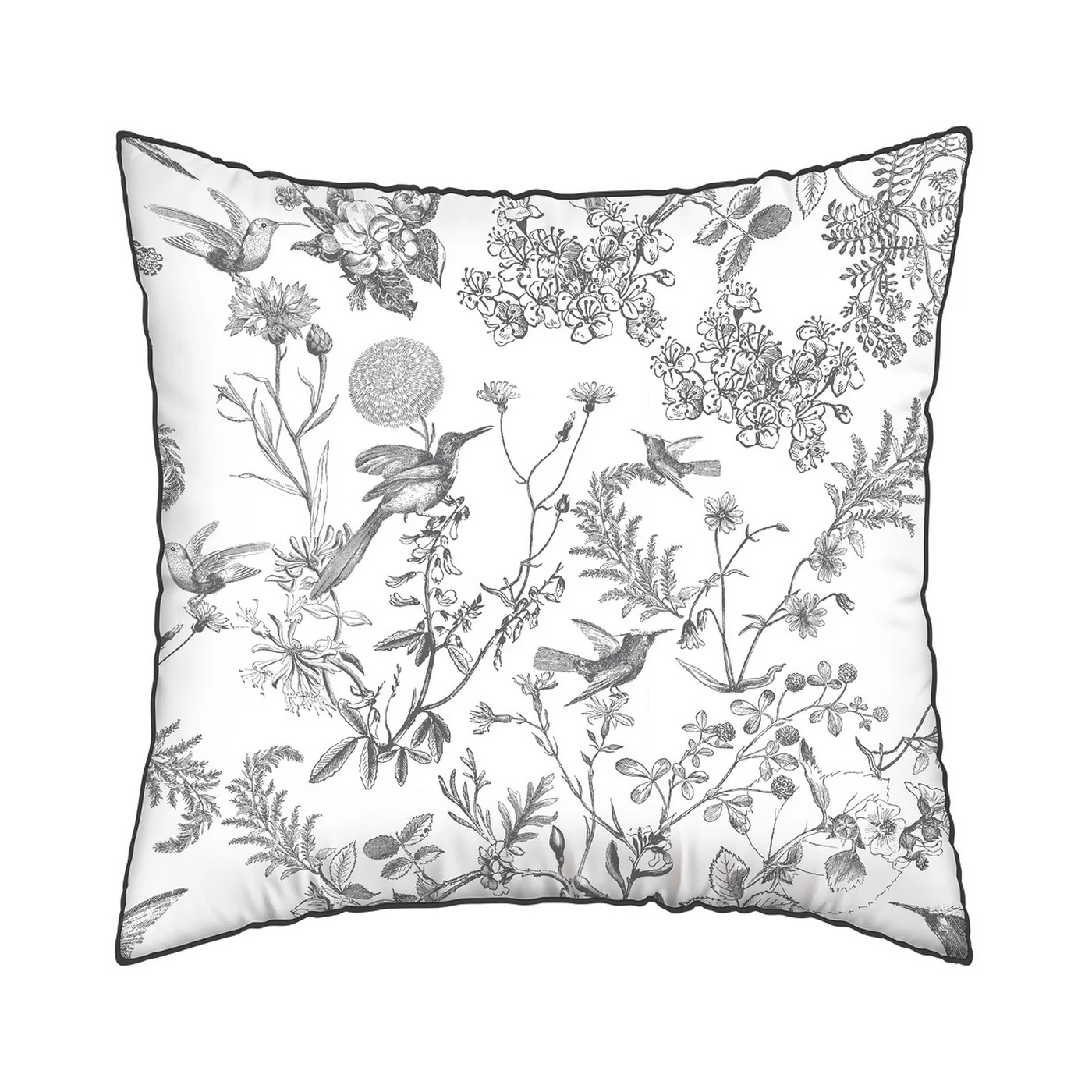 Set De 2 Taies D'Oreiller Satin De Coton - Noir Gris - Colibri Botanique - Image 6