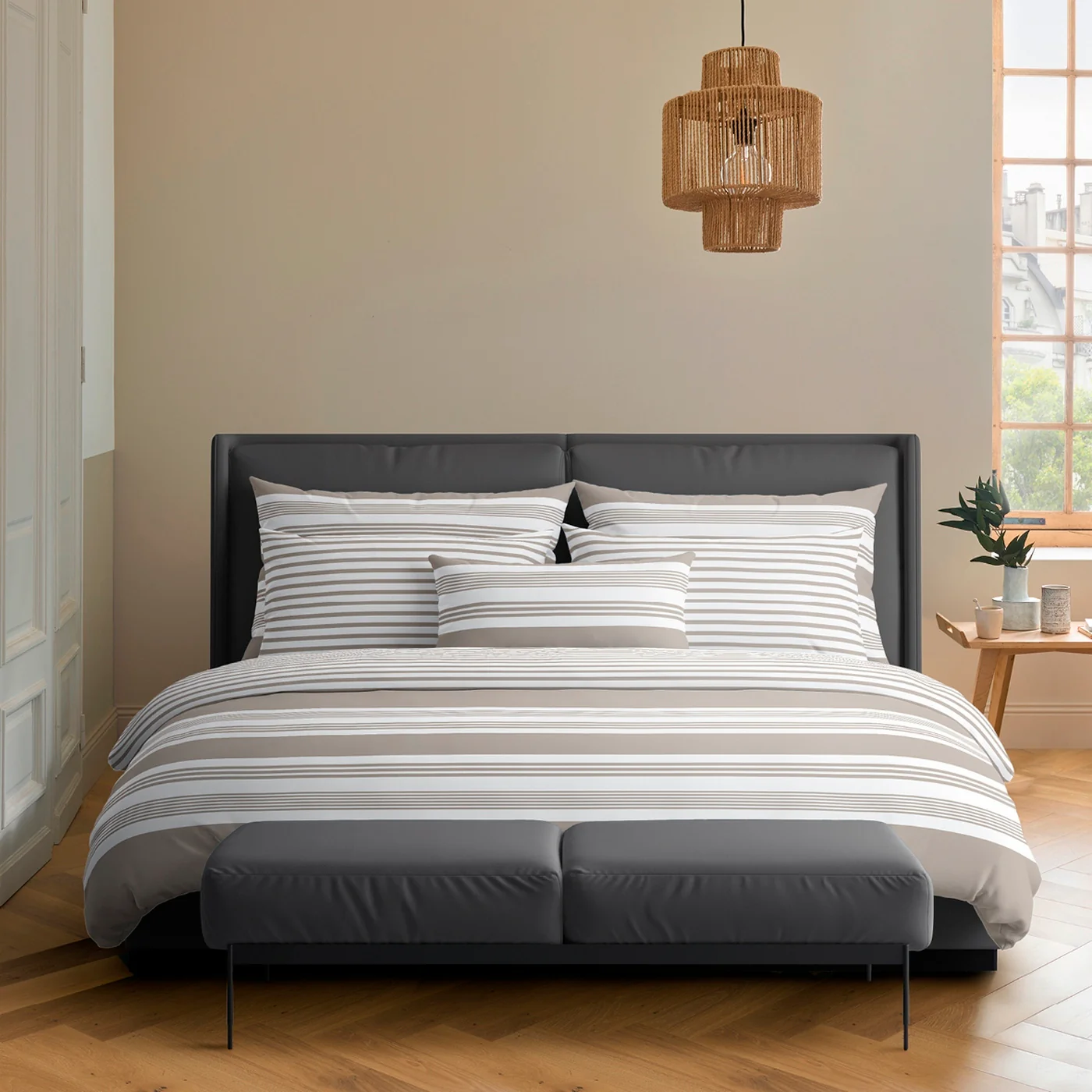 Set De 2 Taies D'Oreiller Satin De Coton - Taupe - Léna - Image 2
