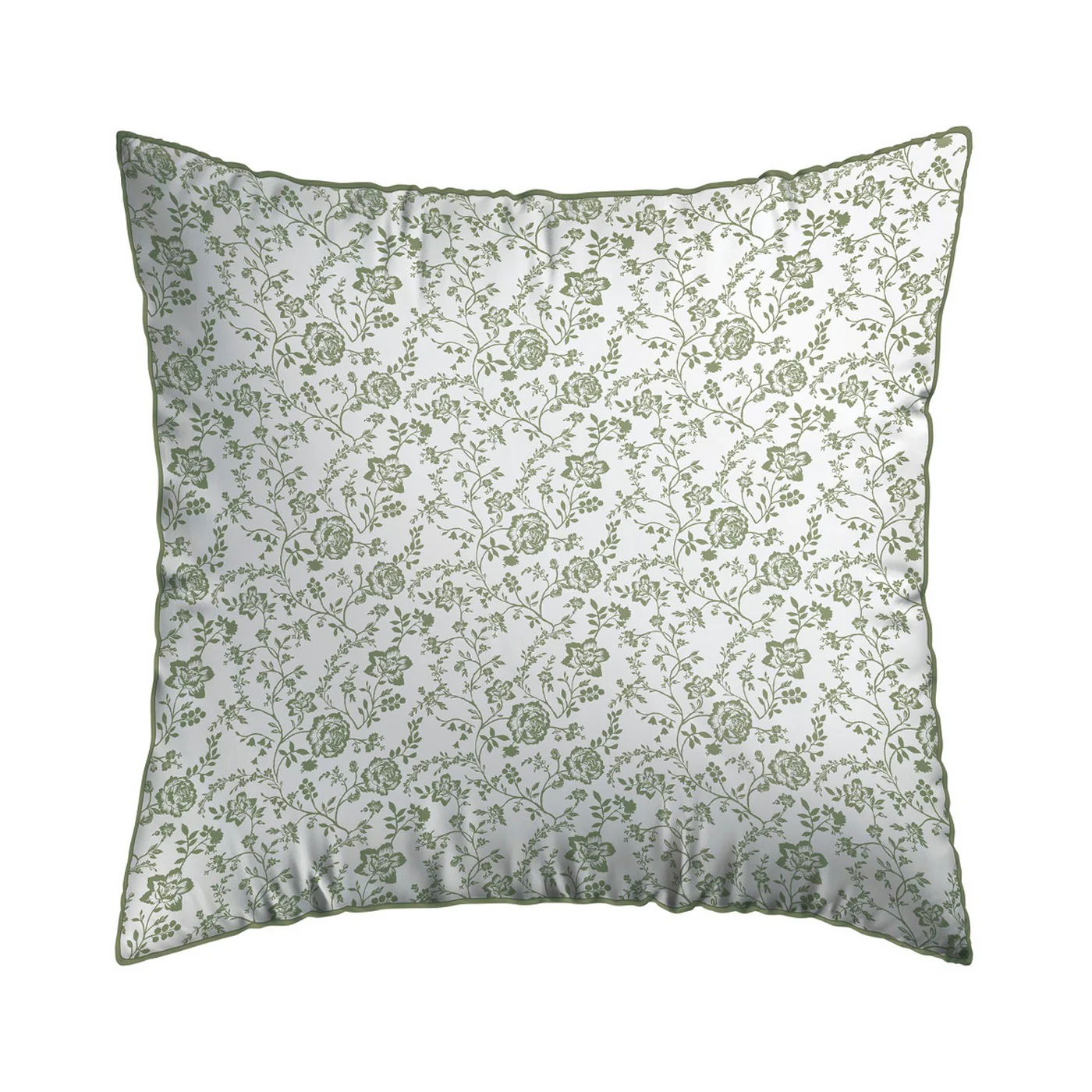 Set De 2 Taies D'Oreiller Satin De Coton - Vert - Parterre De Roses - Image 6