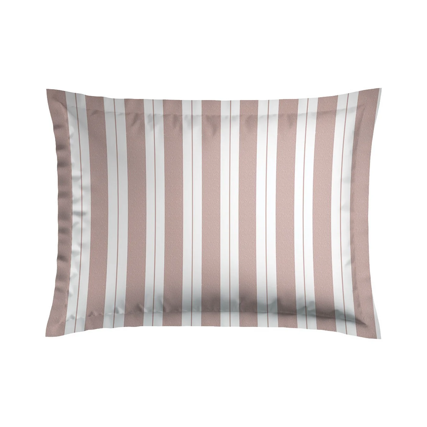 Set De 2 Taies D'Oreiller Satin De Coton - Vieux Rose - Fines Rayures - Image 3