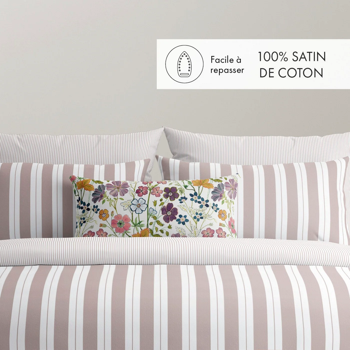 Set De 2 Taies D'Oreiller Satin De Coton - Vieux Rose - Noémie - Image 5