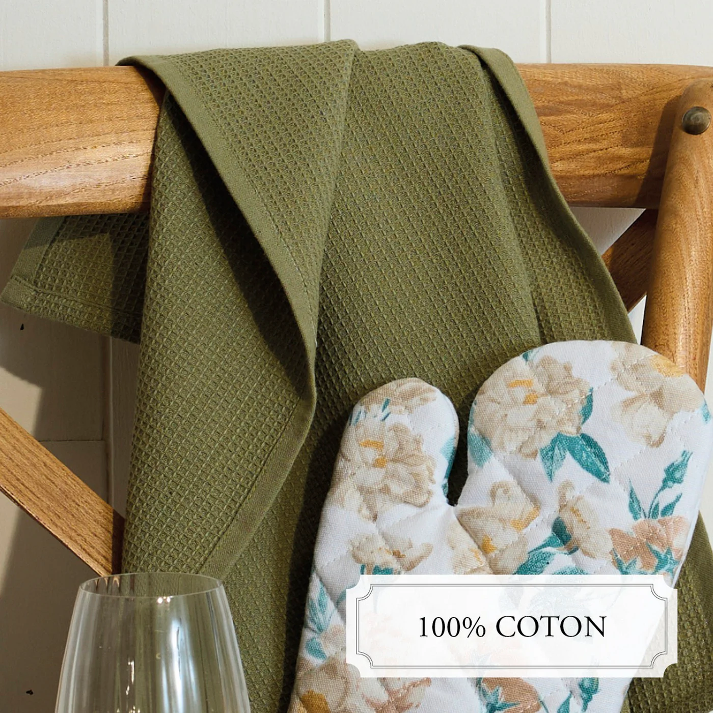 Set De 3 Torchons De Cuisine - Coton - Vert Clair - Image 3