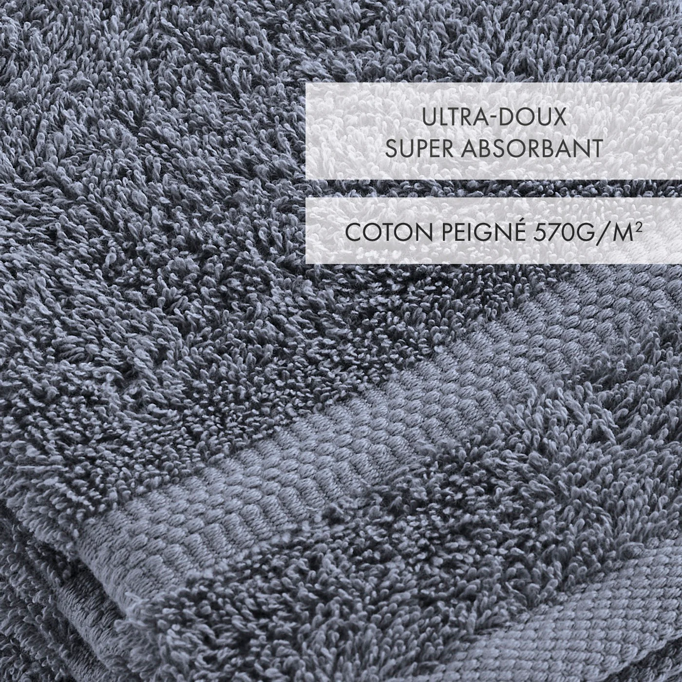 Set De 4 Gants De Toilette - Bleu Gris - Vague - Image 3