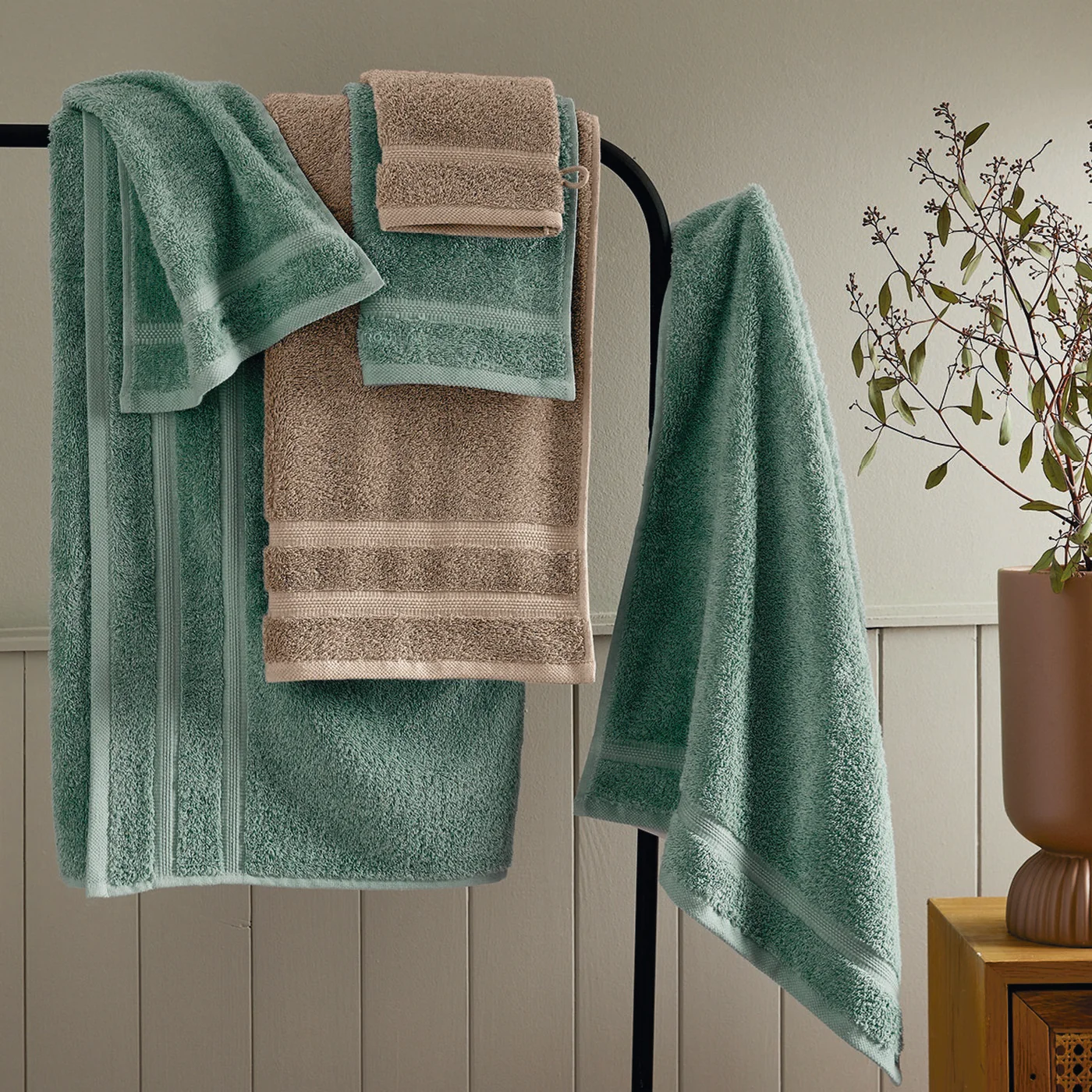 Set De 4 Gants De Toilette - Taupe - Vague - Image 2