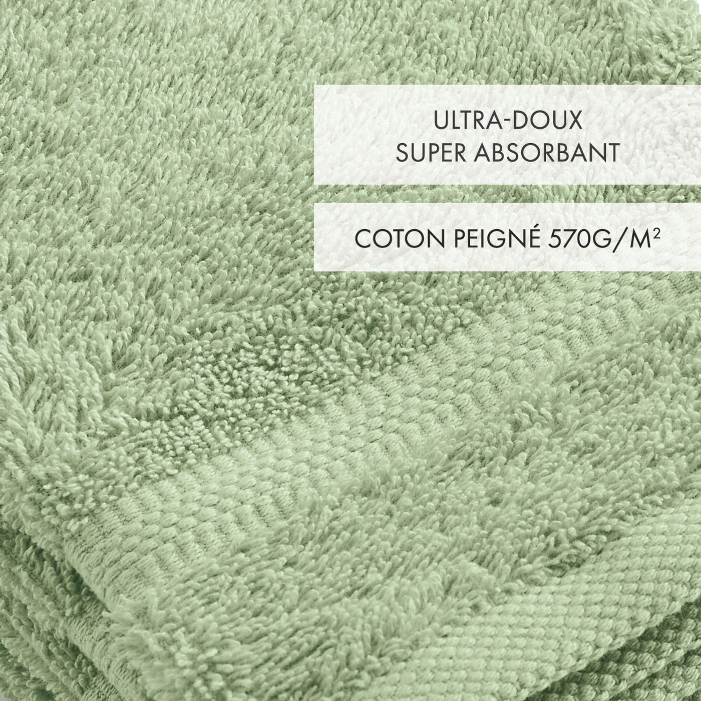 Set De 4 Gants De Toilette - Vert Amande - Vague - Image 2