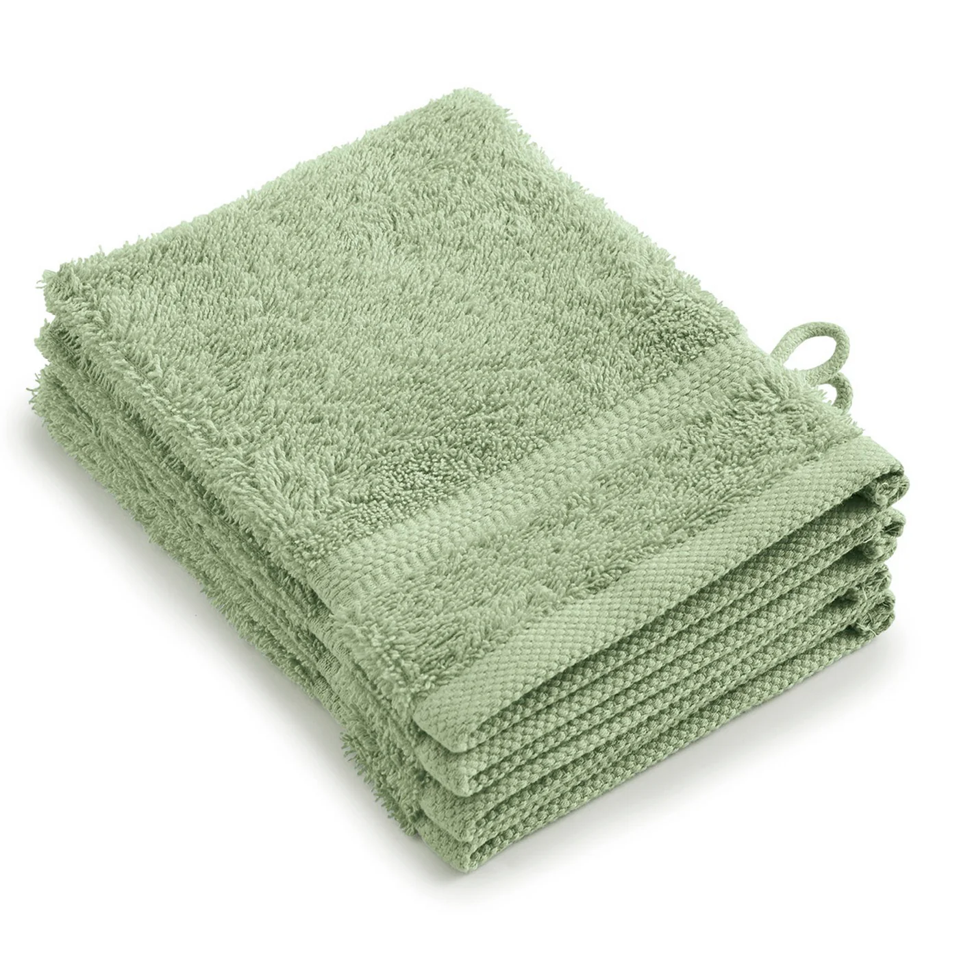 Set De 4 Gants De Toilette - Vert Amande - Vague - Image 5