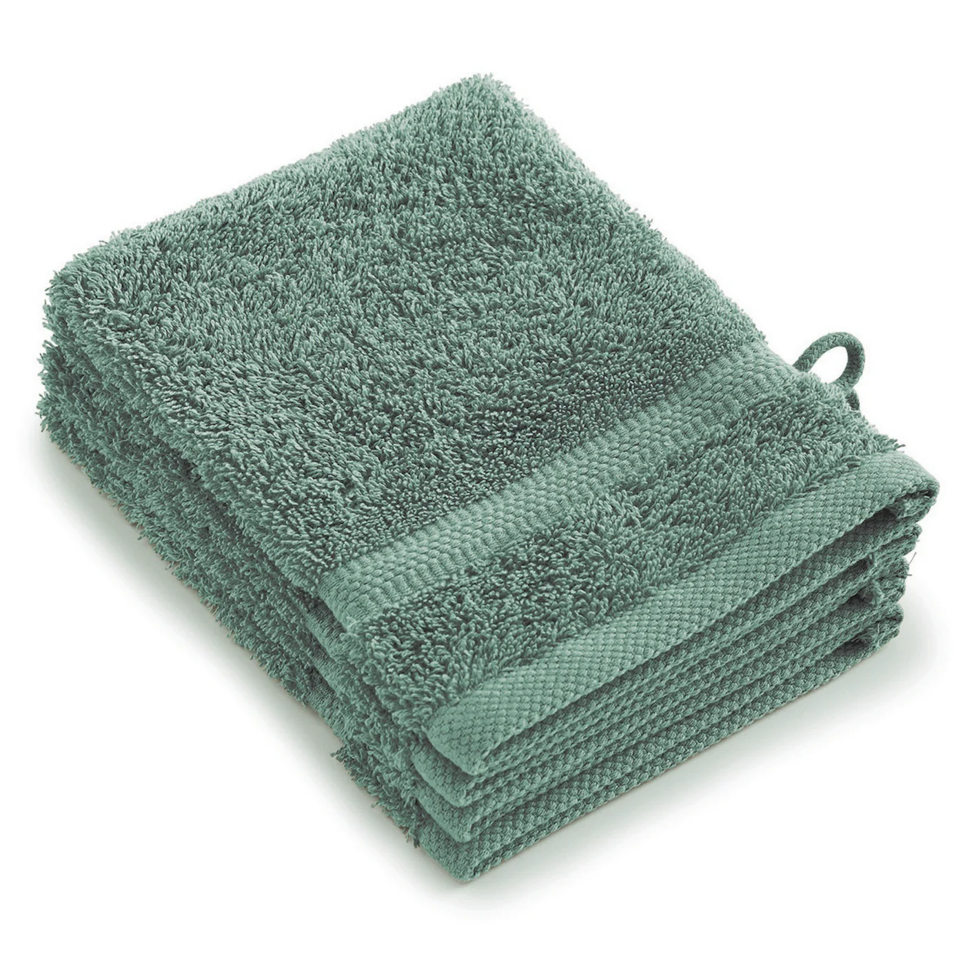 Set De 4 Gants De Toilette - Vert Bouteille - Vague - Image 5