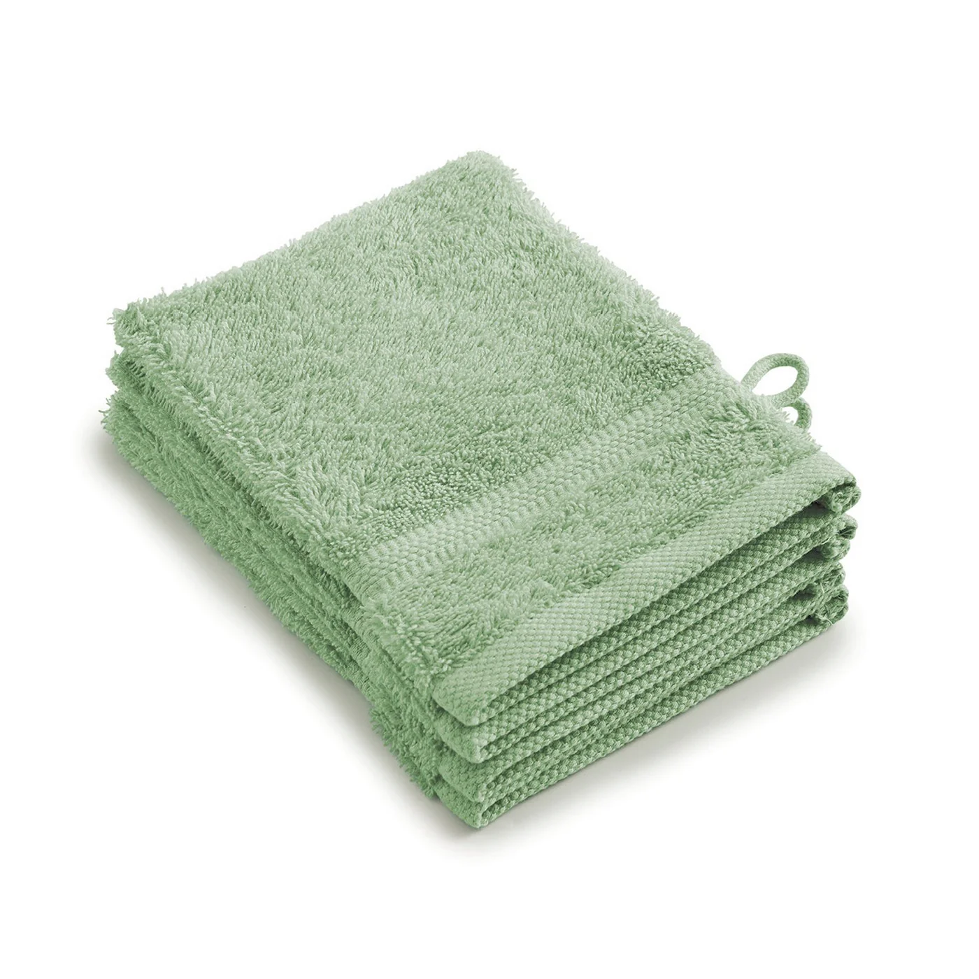 Set De 4 Gants De Toilette - Vert Prairie - Vague - Image 5