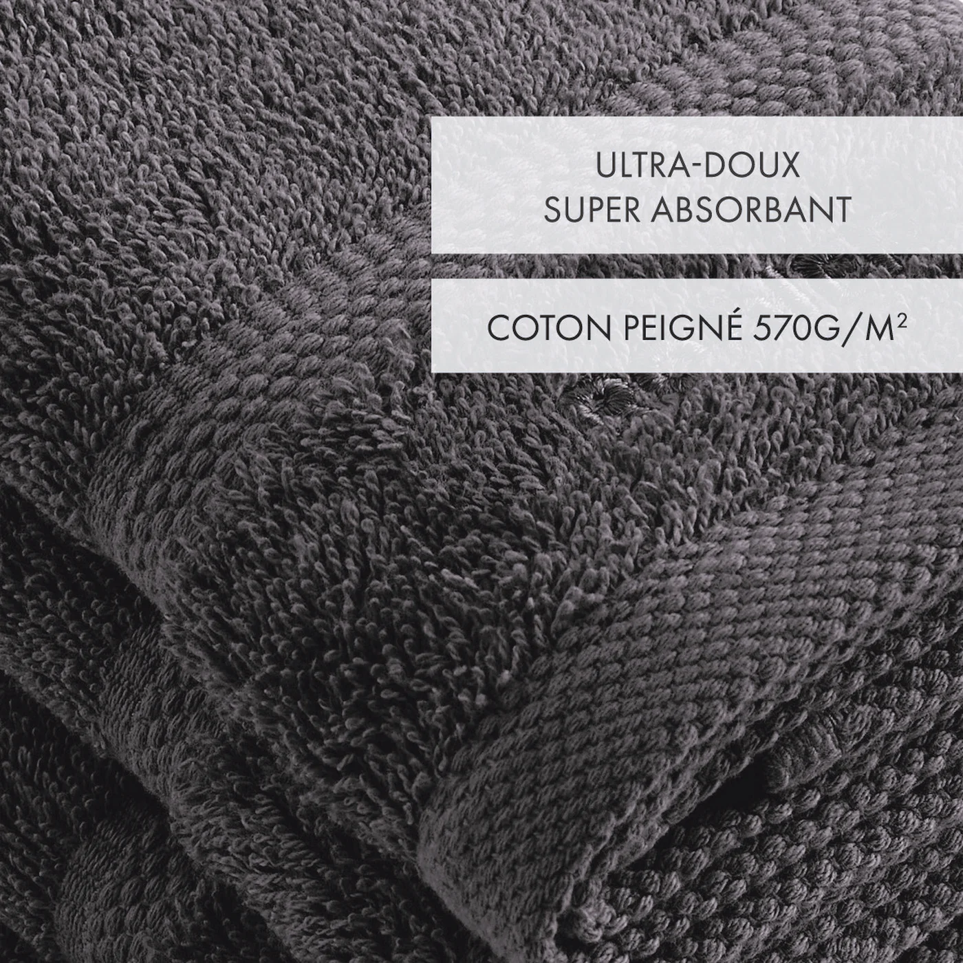 Set De 4 Serviettes D'Invitées - Gris Foncé - Vague - Image 3