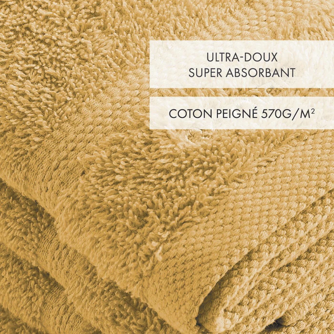 Set De 4 Serviettes D'Invitées - Jaune Moutarde - Vague - Image 2