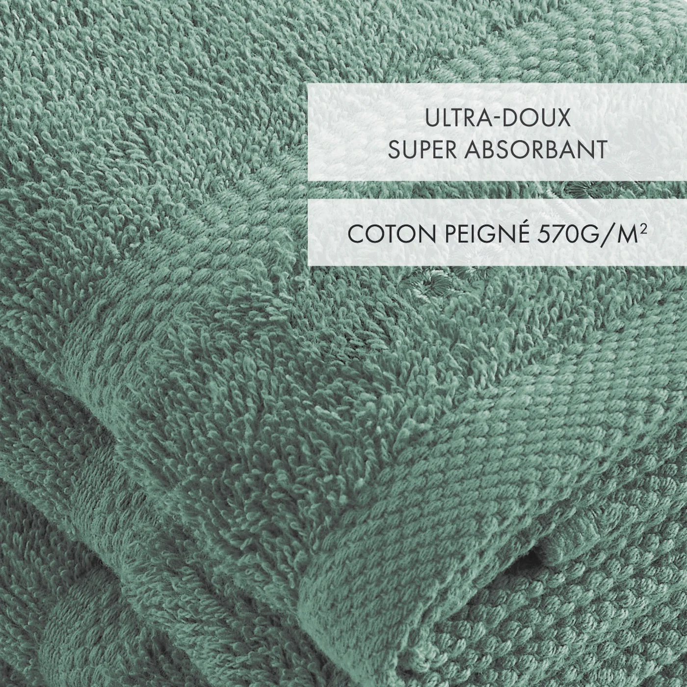 Set De 4 Serviettes D'Invitées - Vert Bouteille - Vague - Image 2