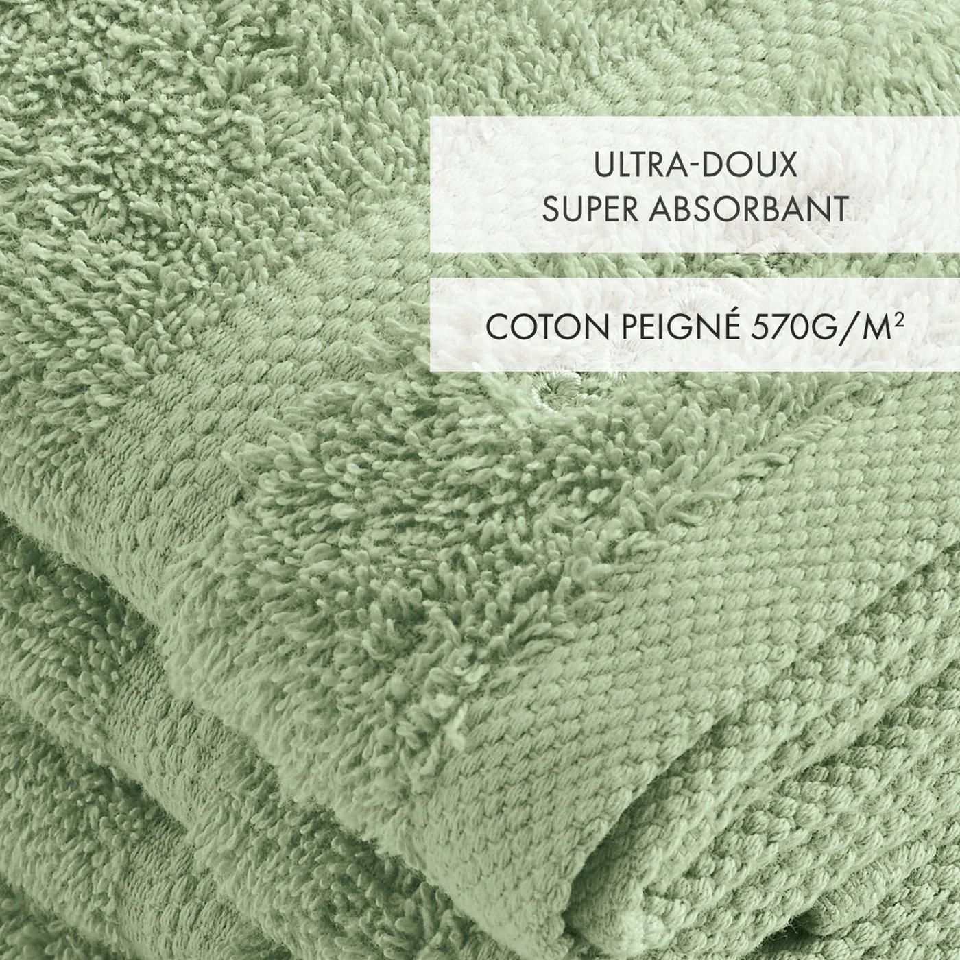 Set De 4 Serviettes D'Invités - Vert Amande - Vague - Image 2
