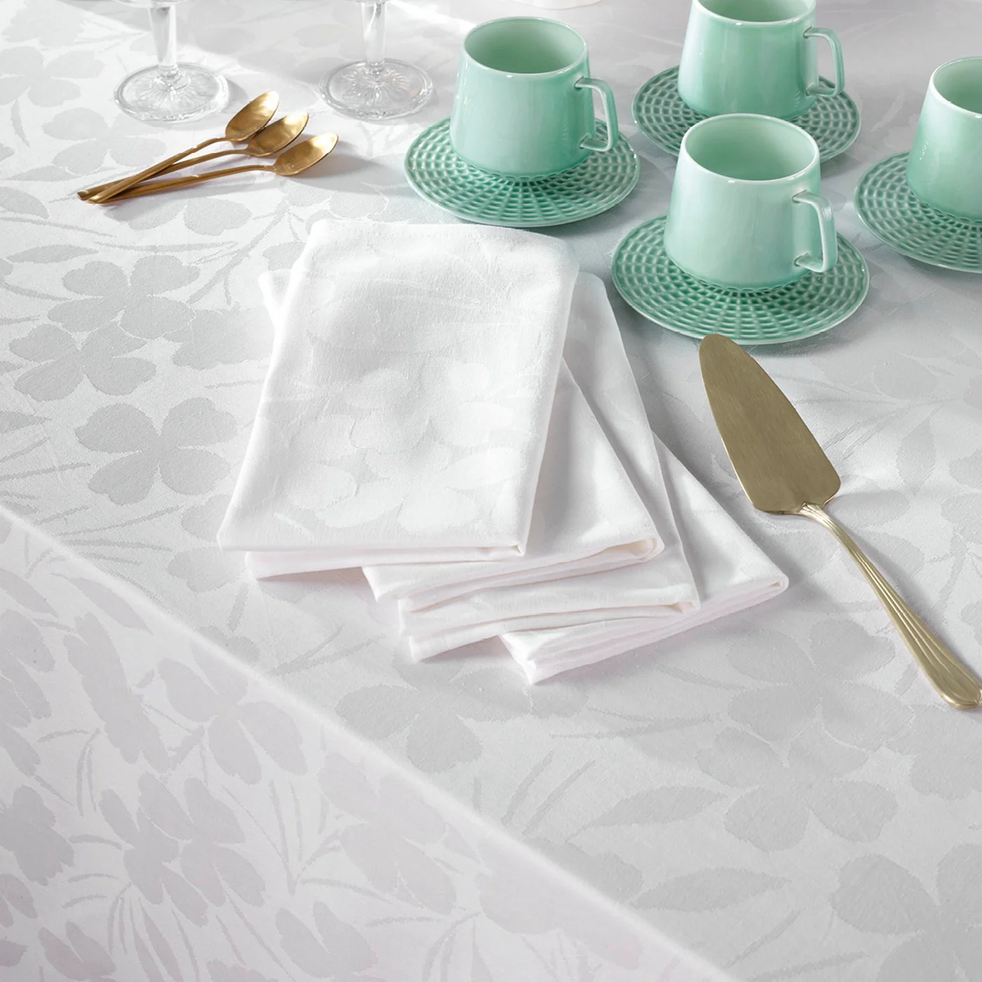 Set De 4 Serviettes TissĂ© Jacquard - Blanc - Petit ChĂȘne