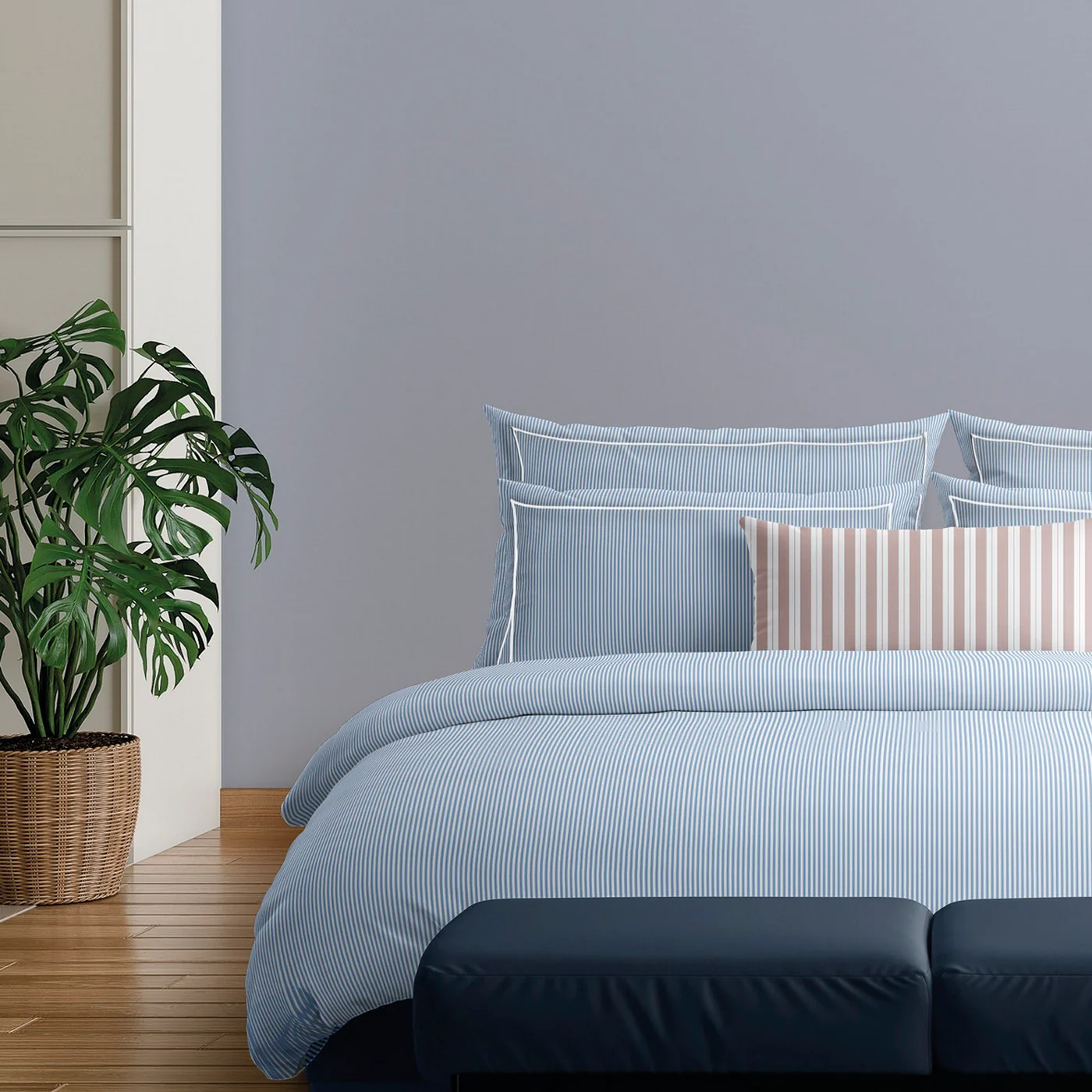 Taie De Traversin Coton Percale - Bleu Clair - Nantes - Image 3
