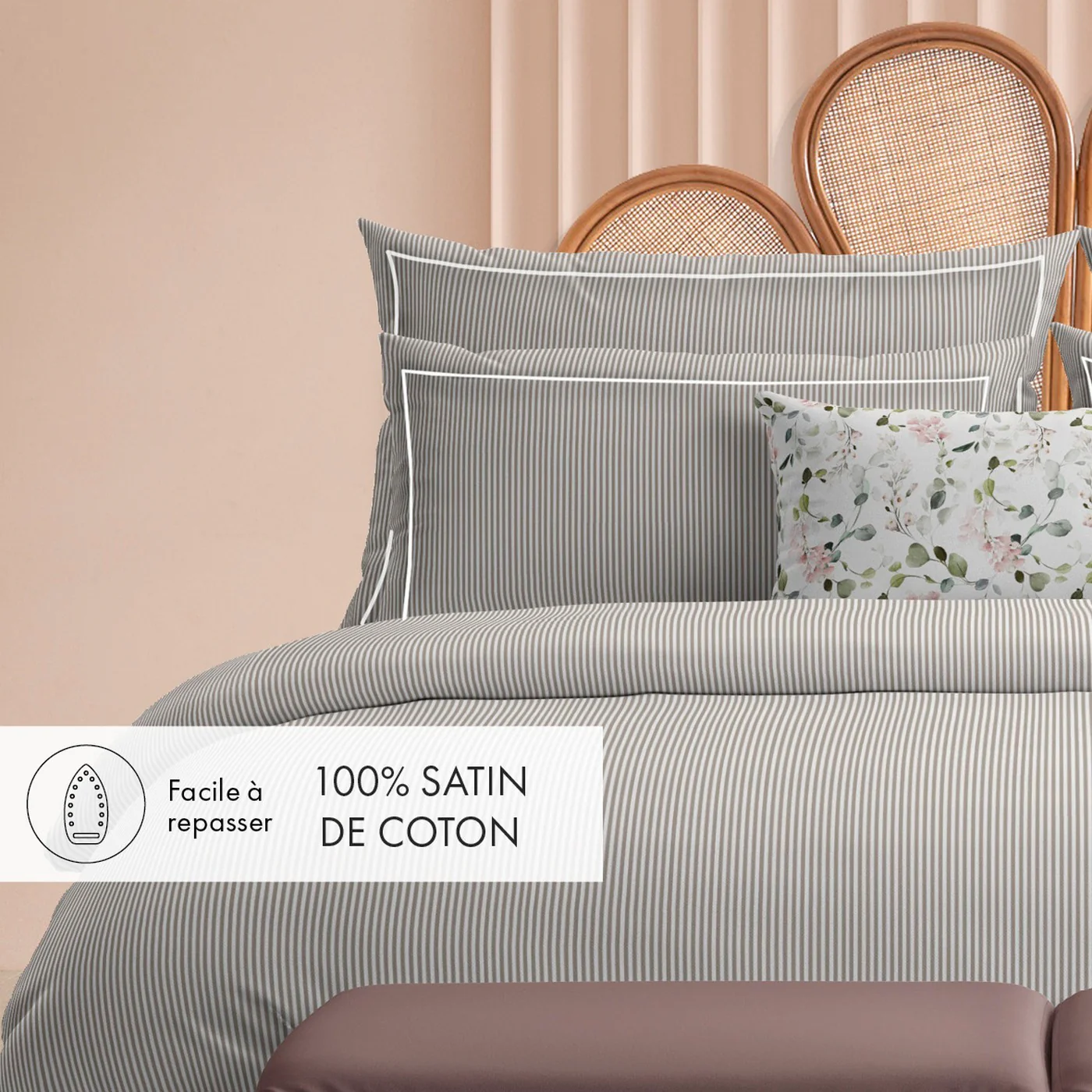 Taie De Traversin Coton Percale - Taupe - Nantes - Image 3