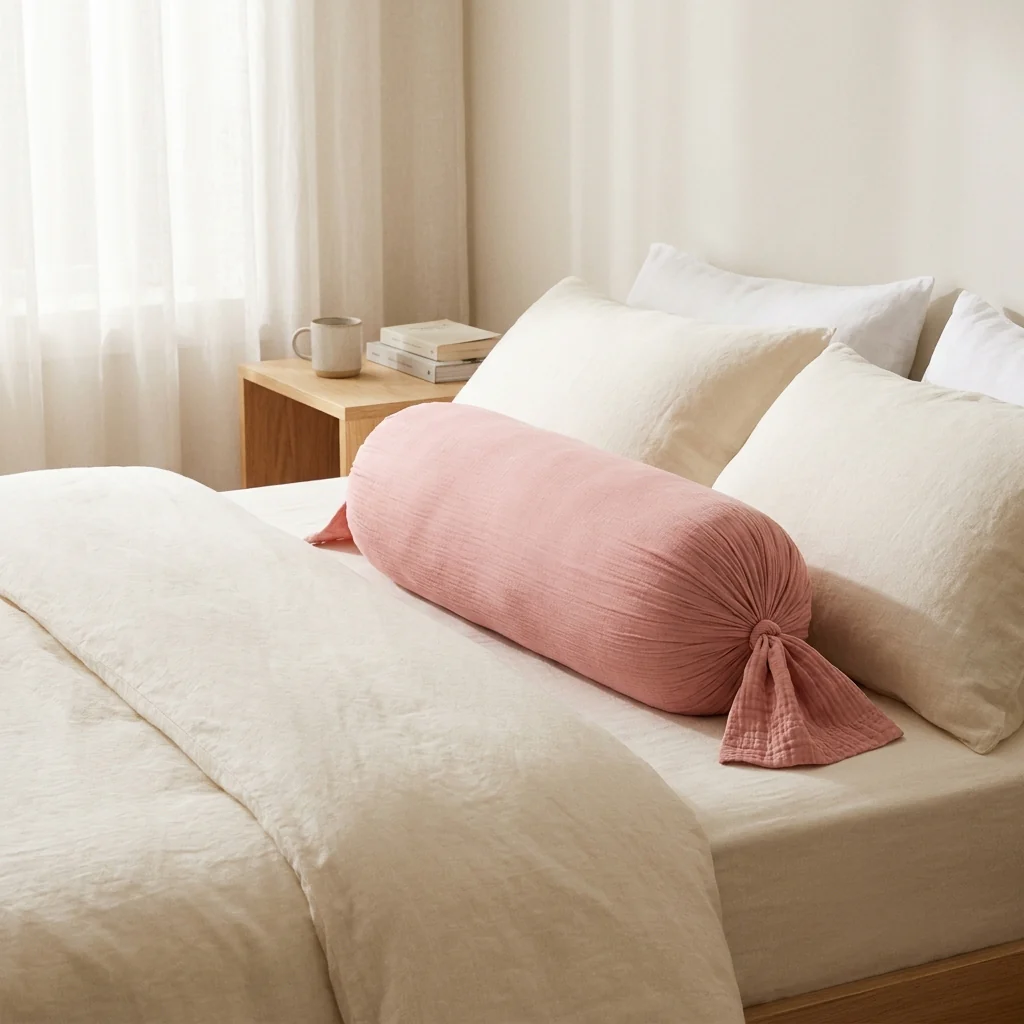 Taie De Traversin Gaze De Coton - Rose 06 - Uni